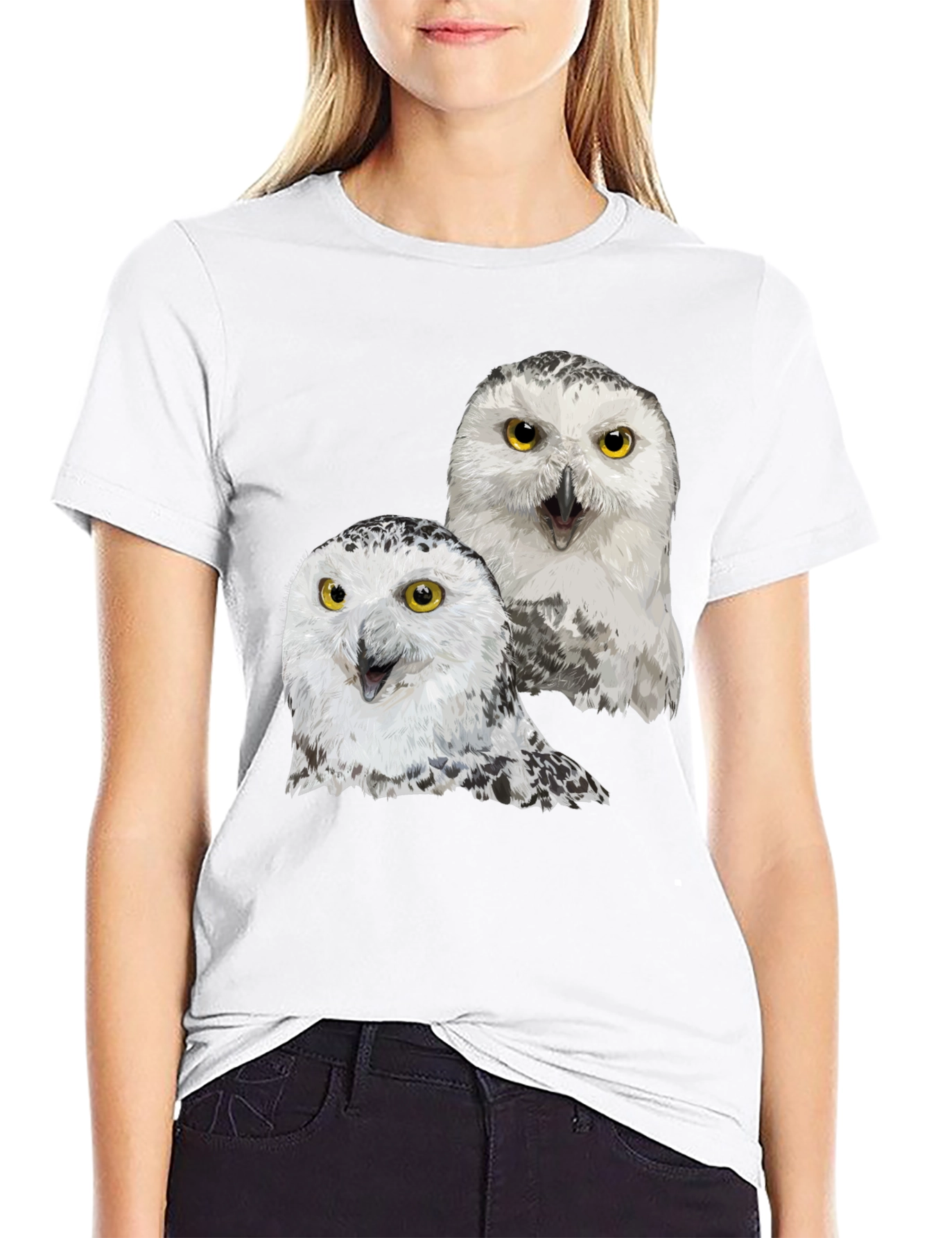 Owl Graphic Tee - Black Cotton T-Shirt
