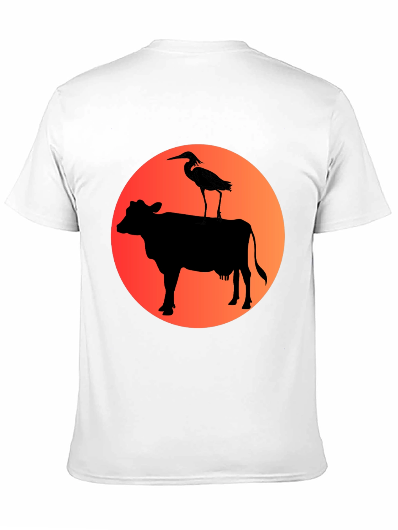 Cow & Heron Graphic T-Shirt - Black