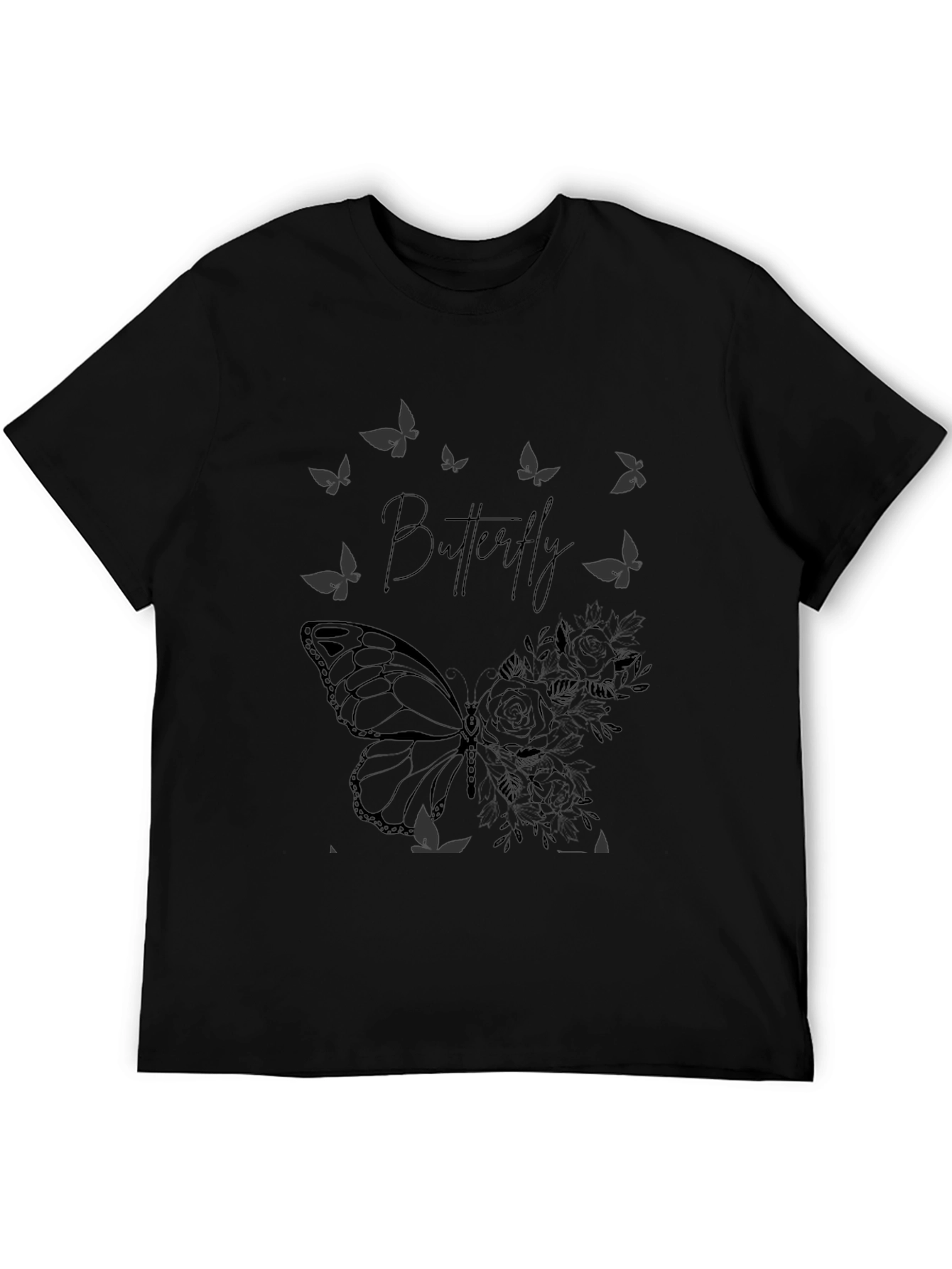 Butterfly Graphic Print T-Shirt - Black