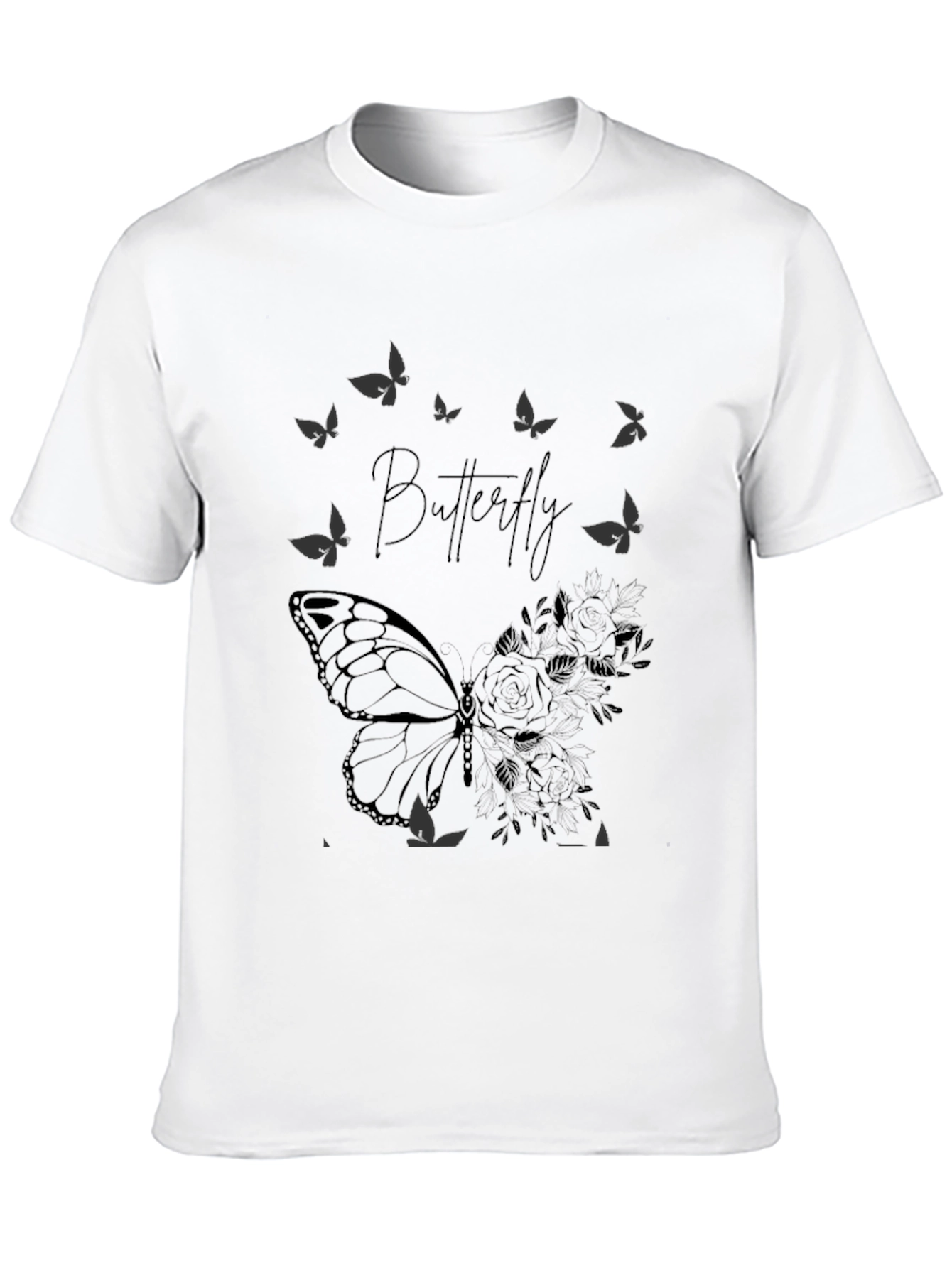 Butterfly Graphic Print T-Shirt - Black