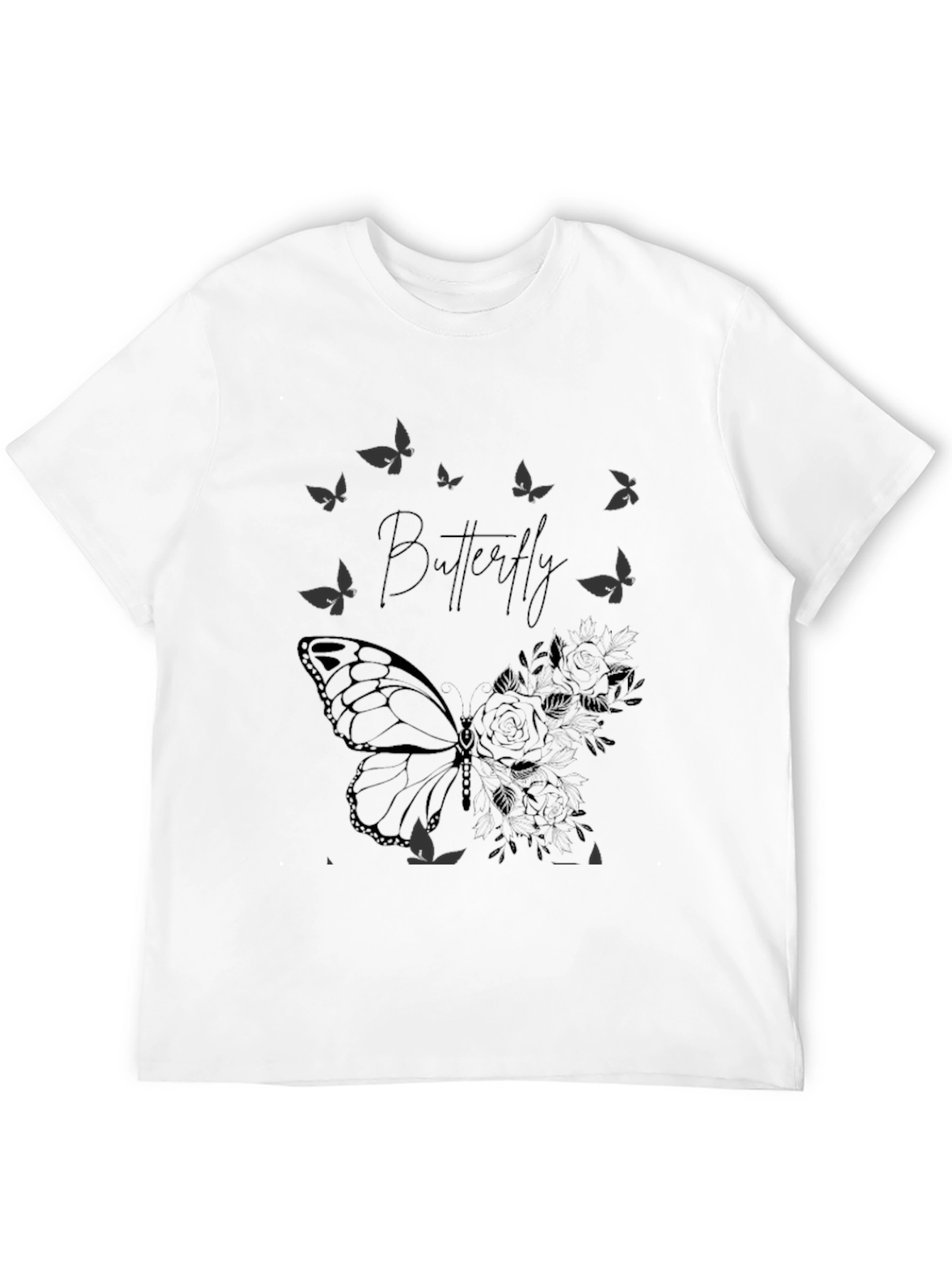 Butterfly Graphic Print T-Shirt - Black