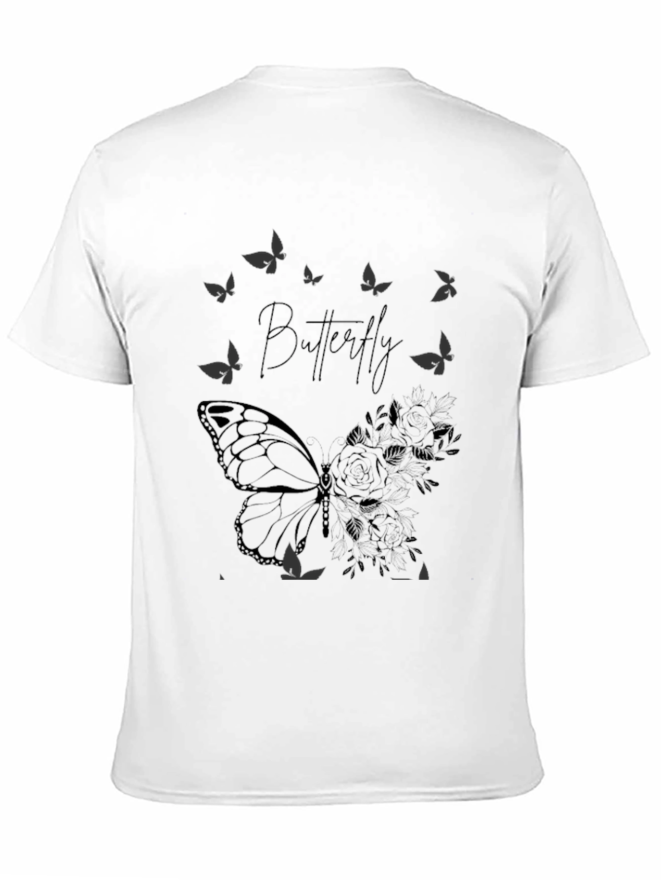 Butterfly Graphic Print T-Shirt - Black