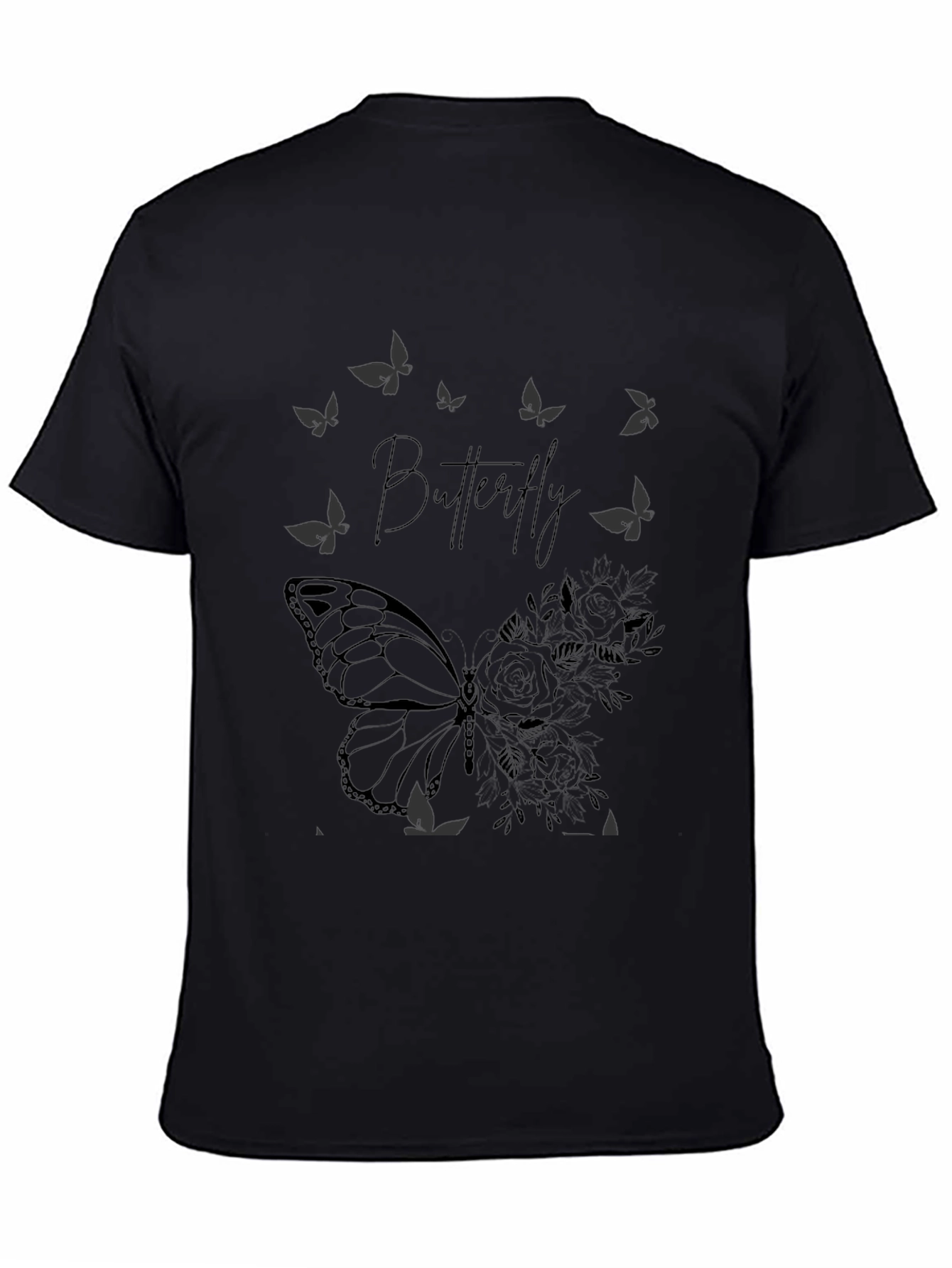 Butterfly Graphic Print T-Shirt - Black