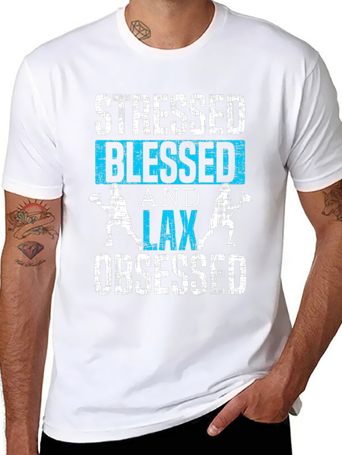 Stressed Blessed Lax Obsessed Black T-Shirt
