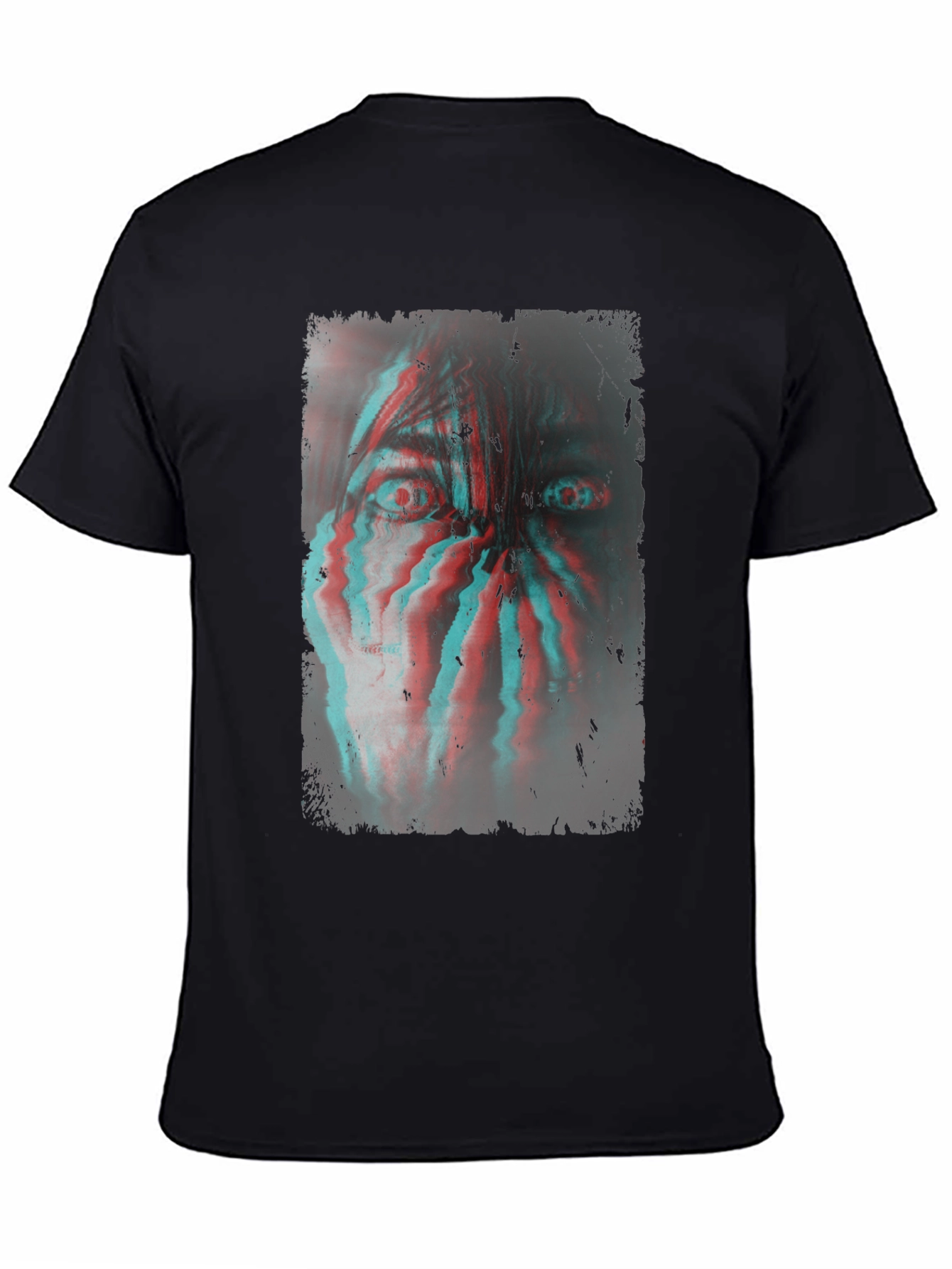 Glitch Horror Graphic T-Shirt - Black