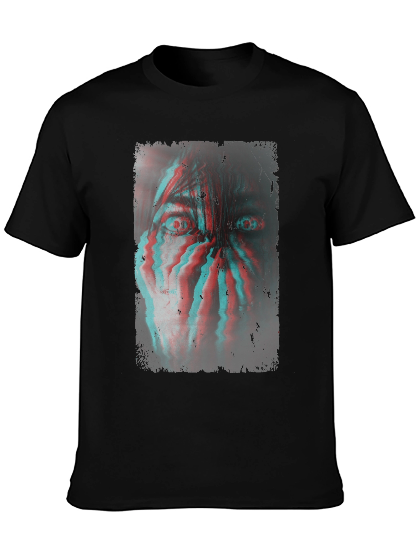 Glitch Horror Graphic T-Shirt - Black