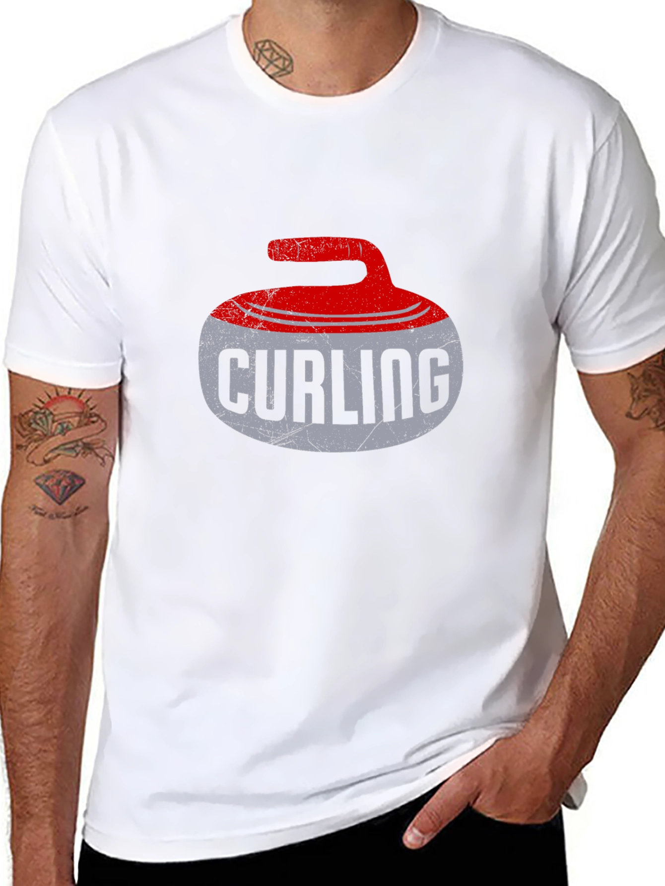 Curling Stone Graphic Tee - Sporty Casual Style