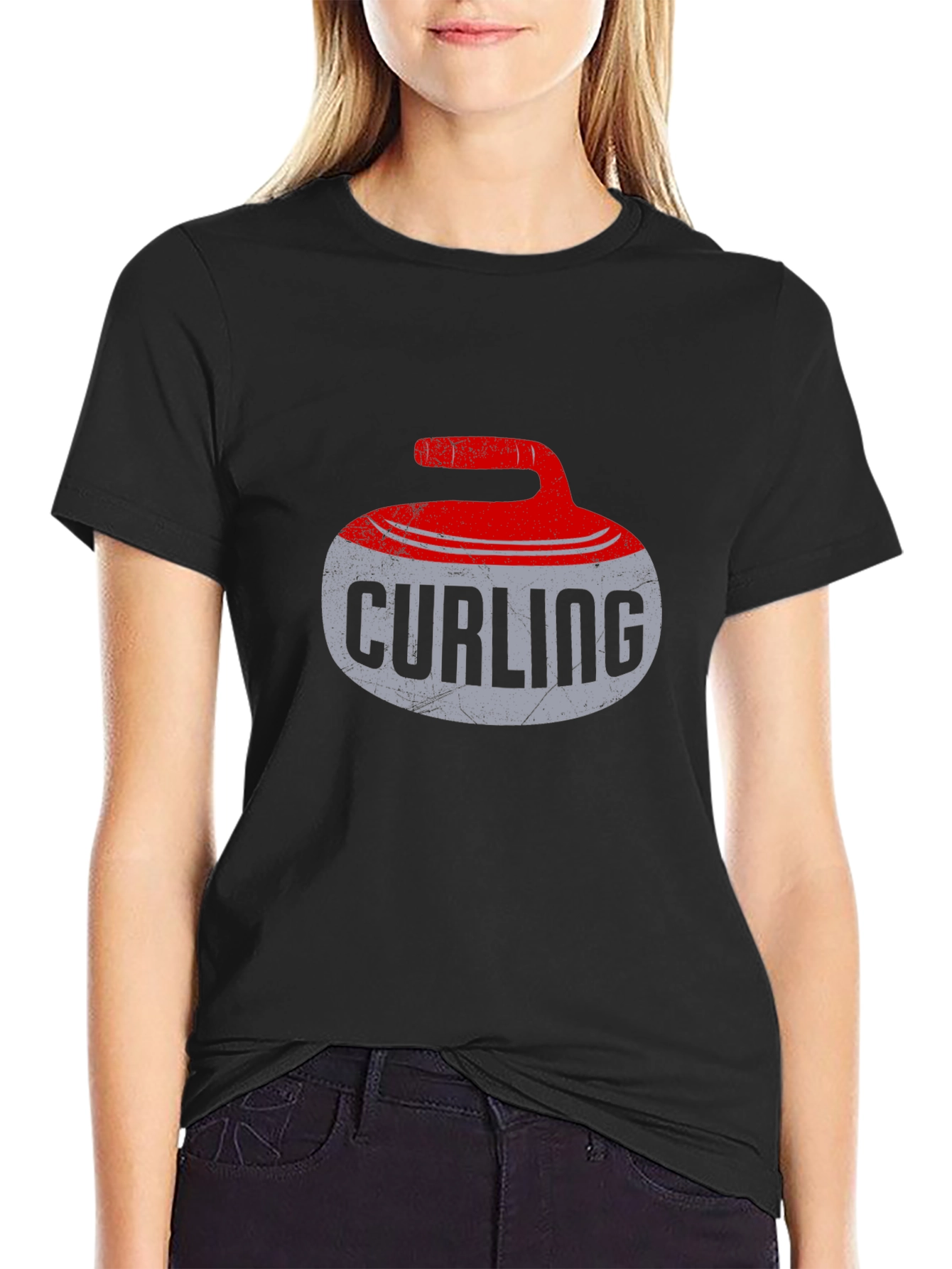 Curling Stone Graphic Tee - Sporty Casual Style