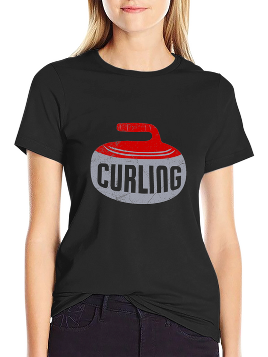 Curling Stone Graphic Tee - Sporty Casual Style