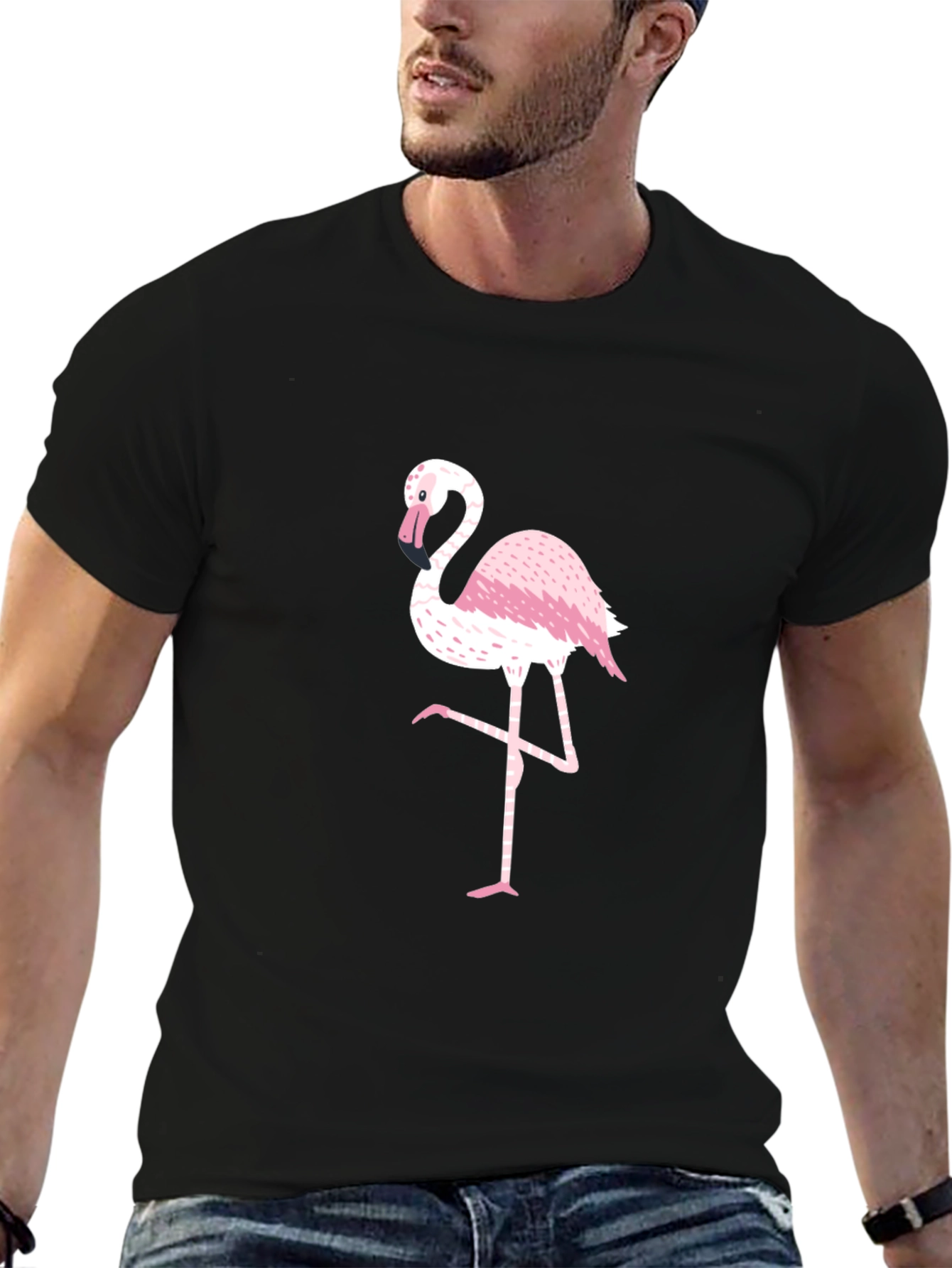 Black Flamingo Graphic Tee - Stylish Mens T-Shirt
