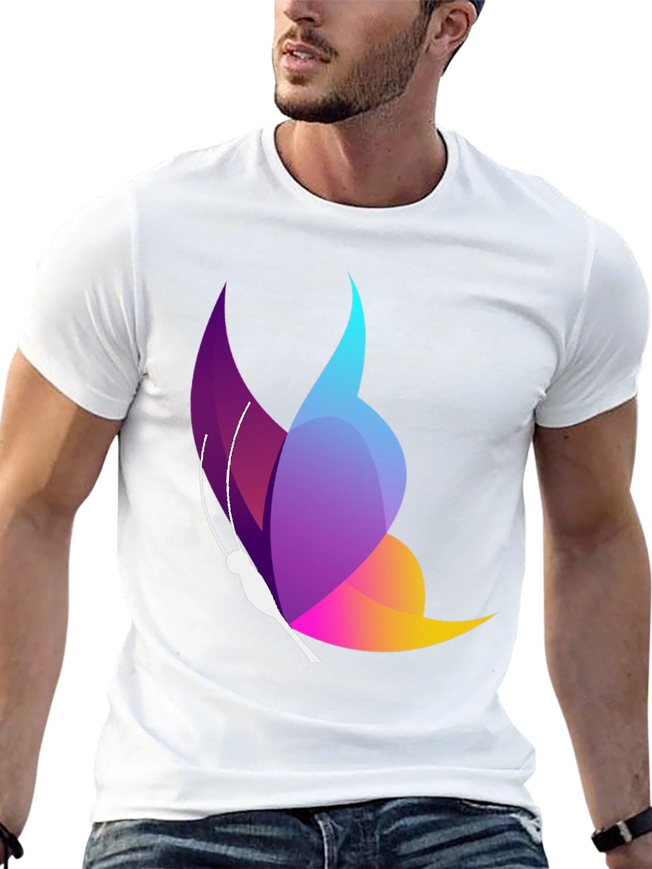 Butterfly Graphic Black T-Shirt - Stylish Mens Casual Tee