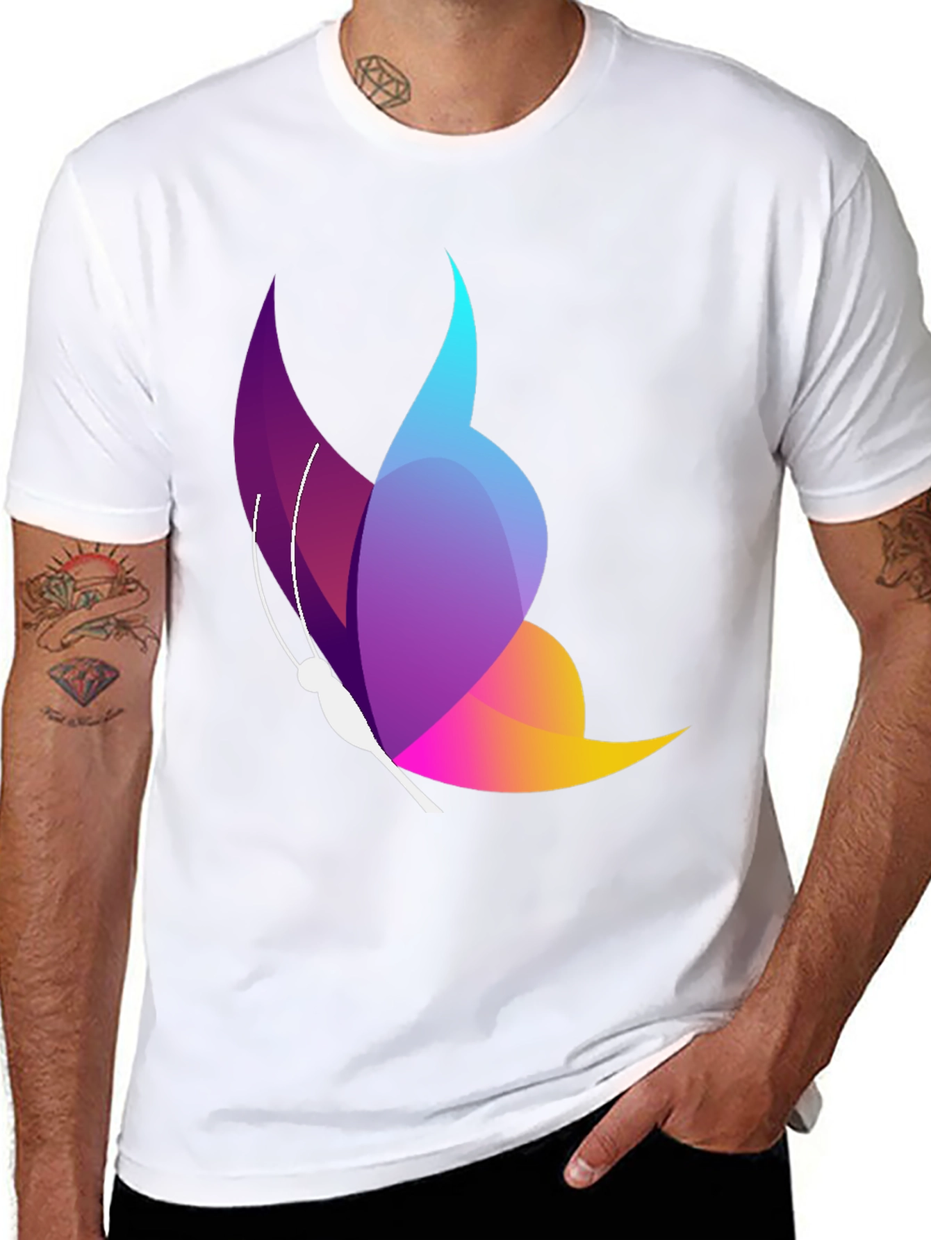 Butterfly Graphic Black T-Shirt - Stylish Mens Casual Tee