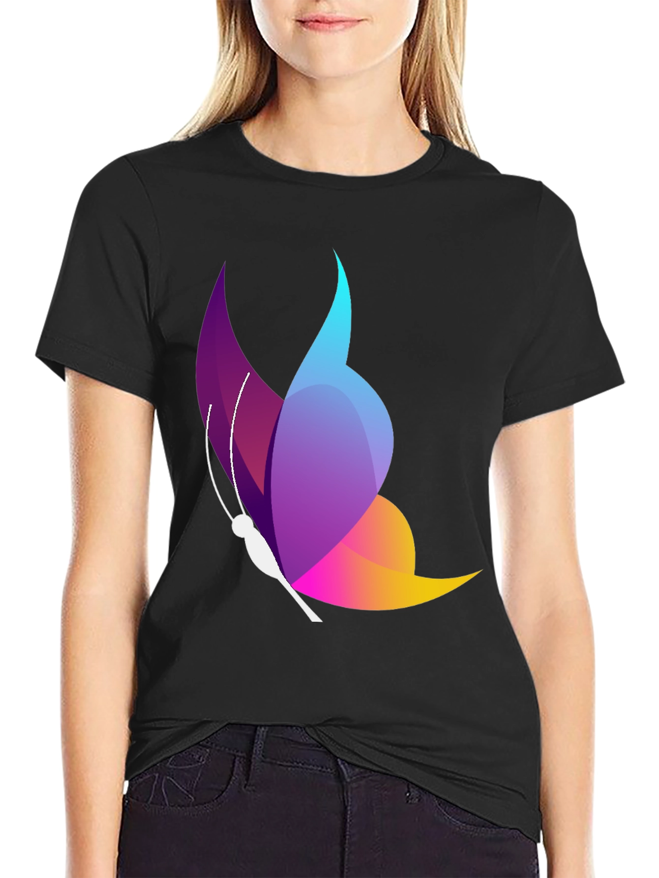 Butterfly Graphic Black T-Shirt - Stylish Mens Casual Tee