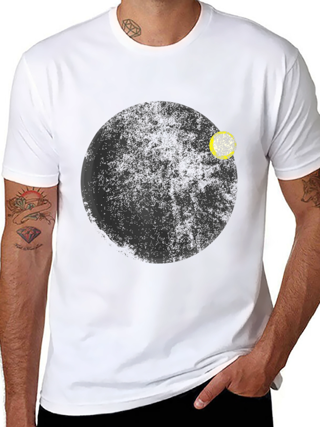 Minimalist Planet Graphic Black T-Shirt