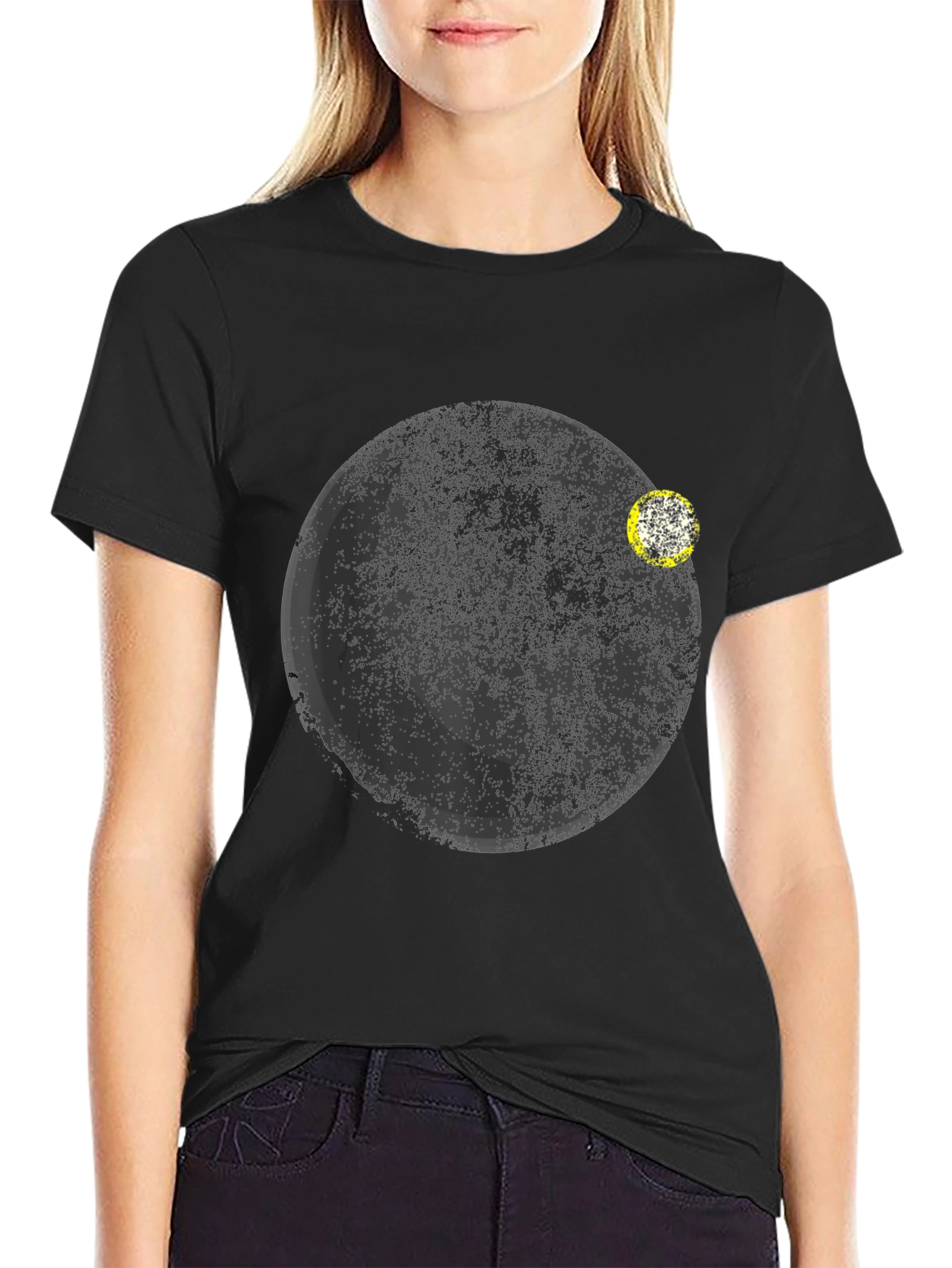 Minimalist Planet Graphic Black T-Shirt