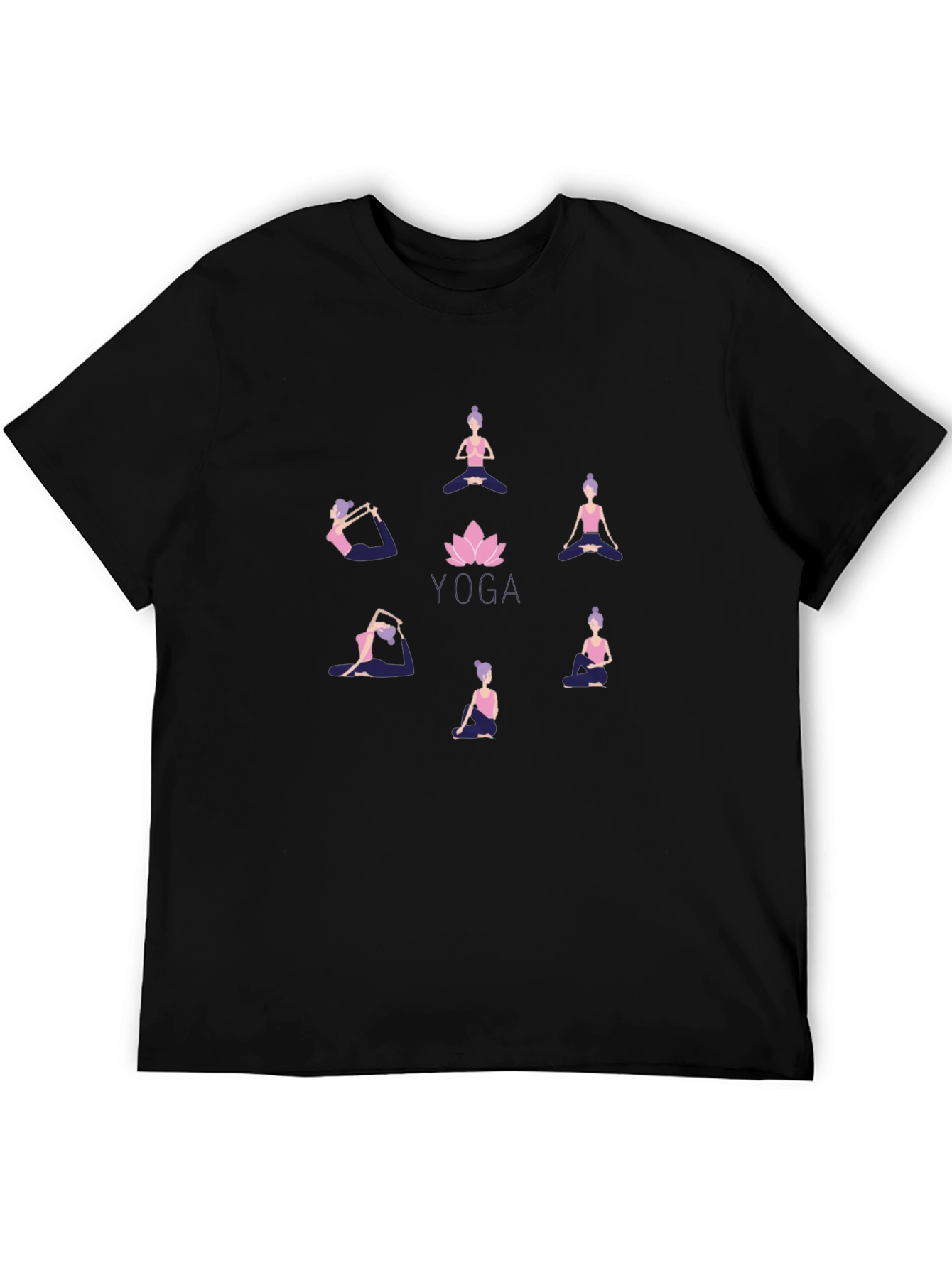 Yoga Pose Graphic Tee - Black Cotton Blend