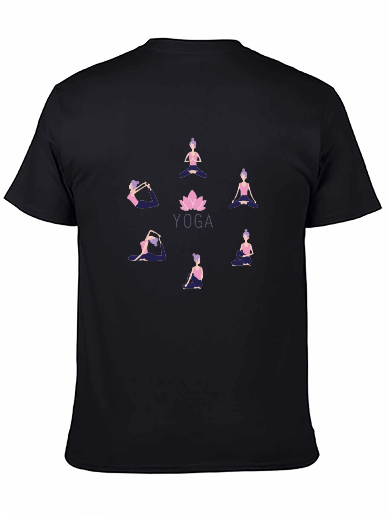 Yoga Pose Graphic Tee - Black Cotton Blend