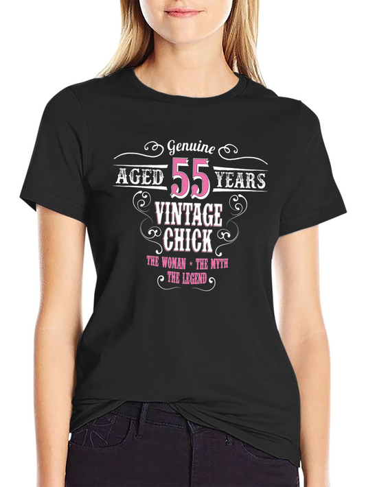 Genuine Aged 55 Years Vintage Chick Black Tee