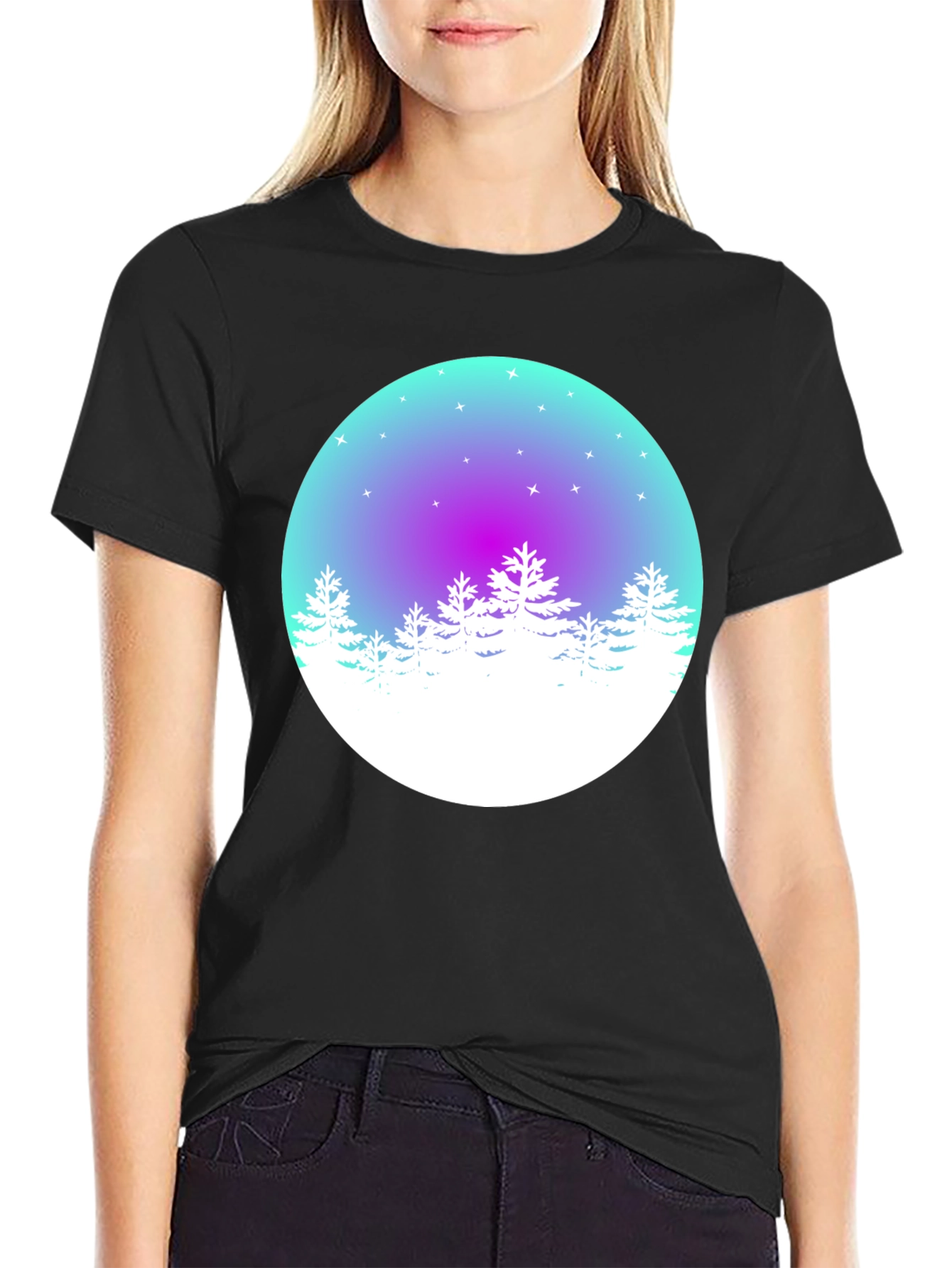Winter Forest Graphic Tee - Mens Black T-Shirt