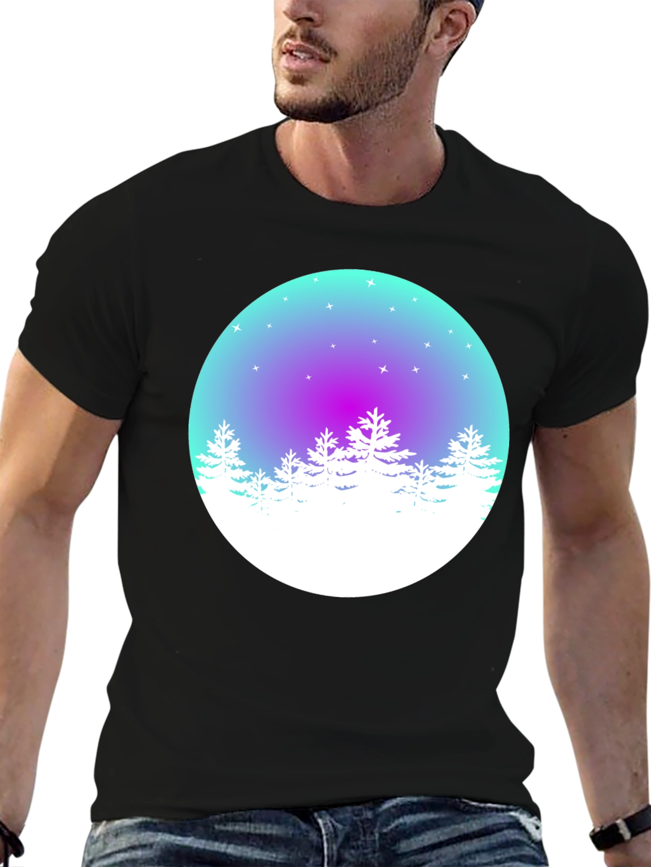 Winter Forest Graphic Tee - Mens Black T-Shirt