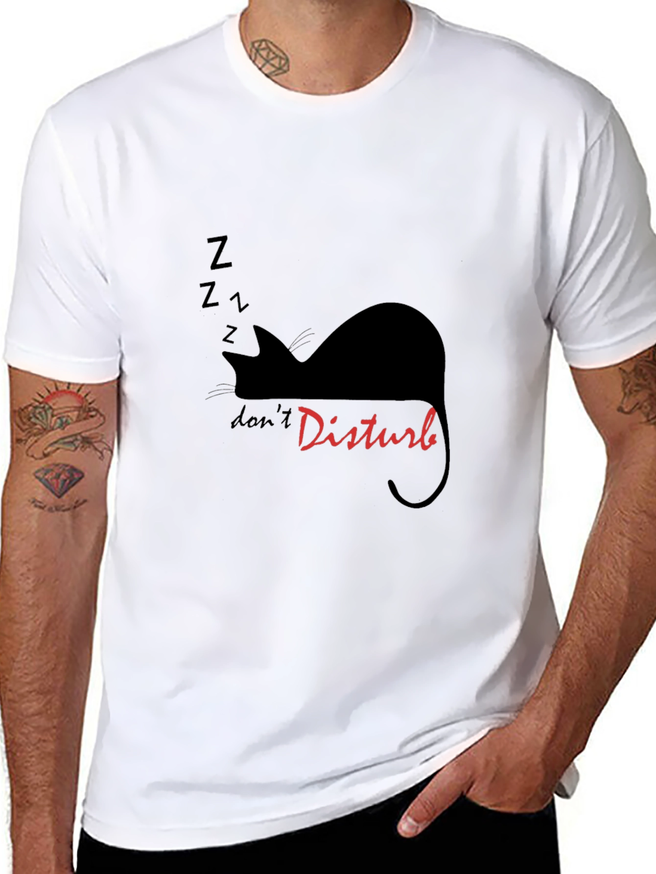 Dont Disturb Cat Nap Graphic T-Shirt - Black