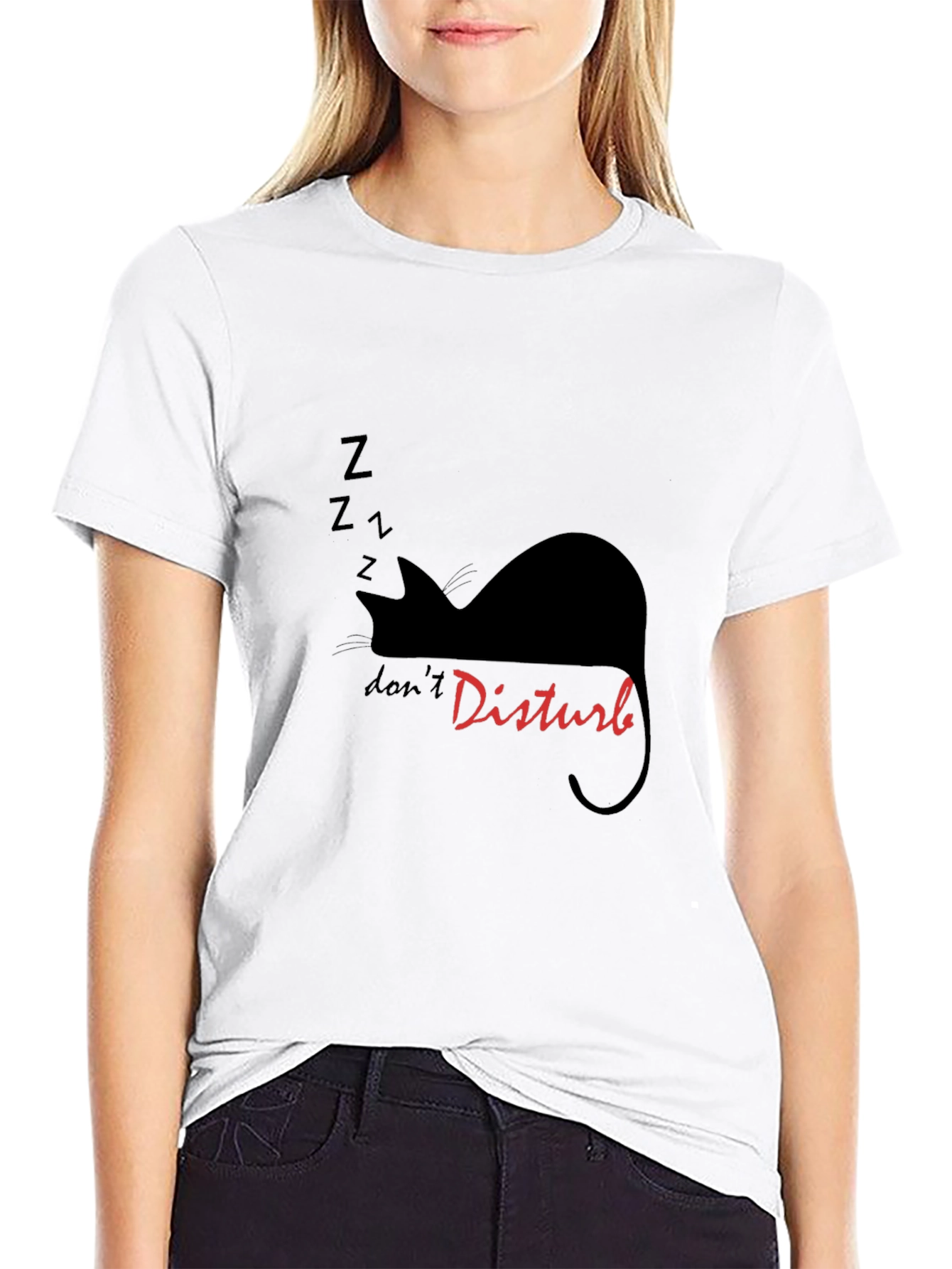 Dont Disturb Cat Nap Graphic T-Shirt - Black