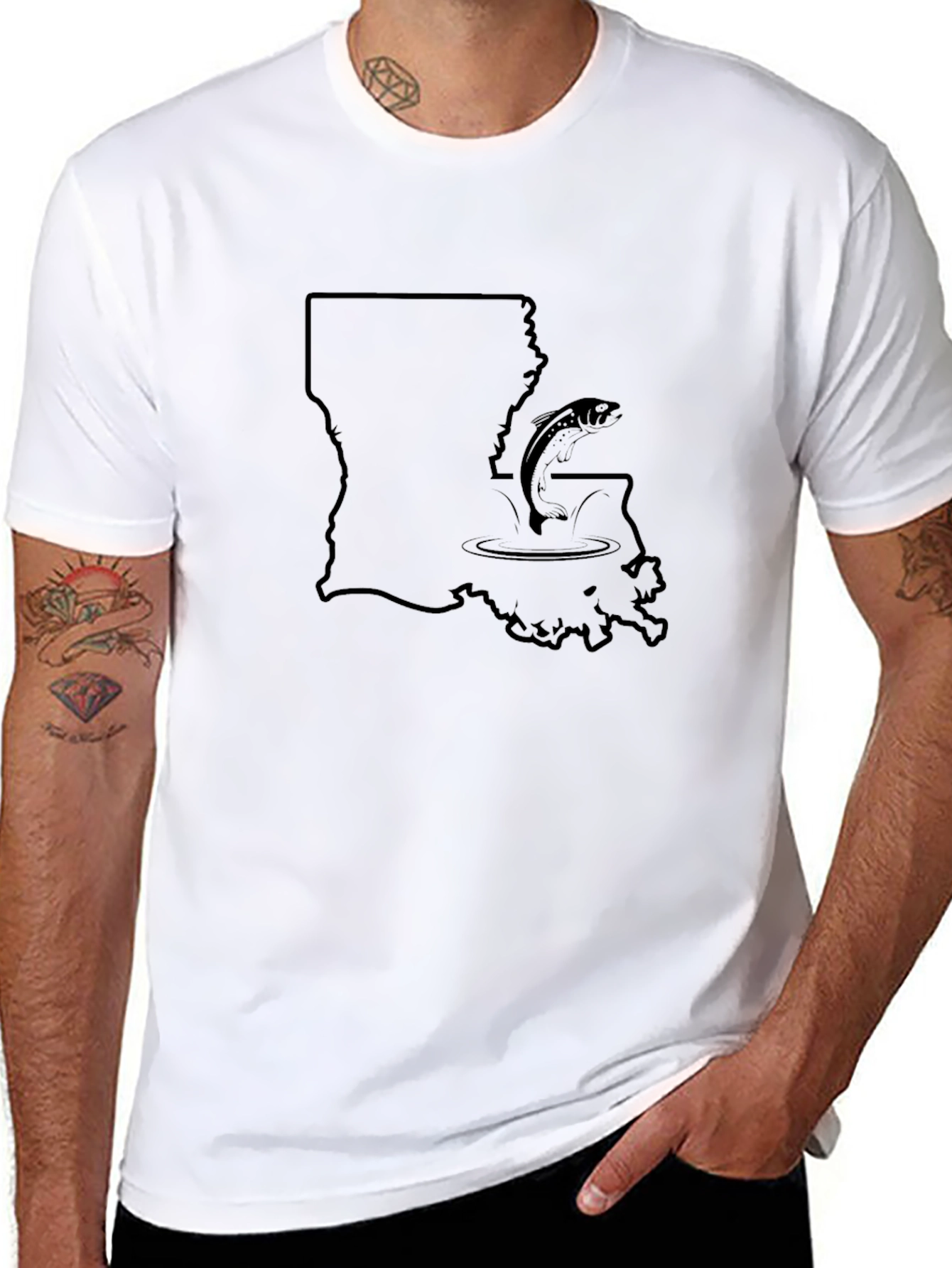 Louisiana Fishing Black T-Shirt