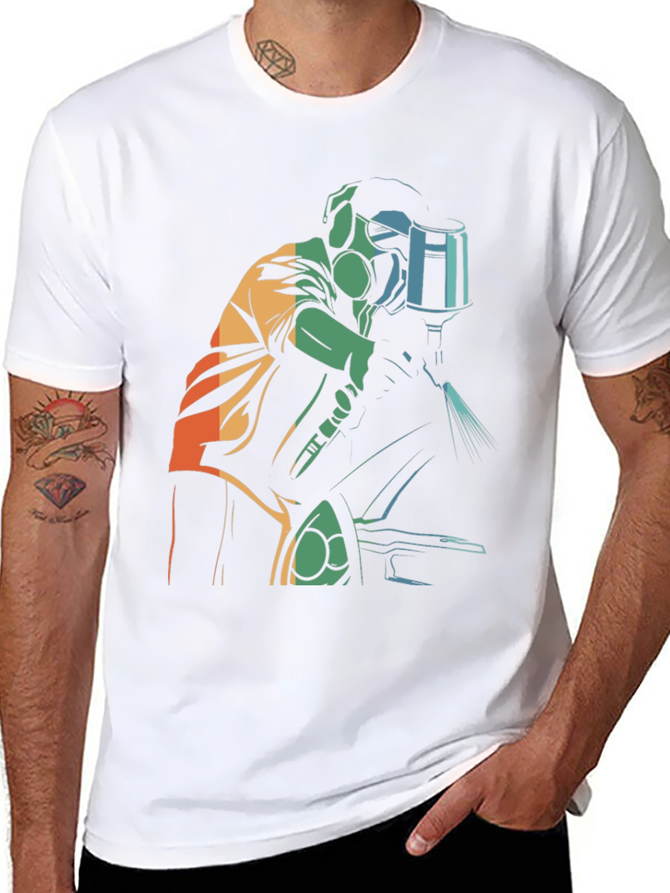 Retro Style Painter Graphic Tee - Black