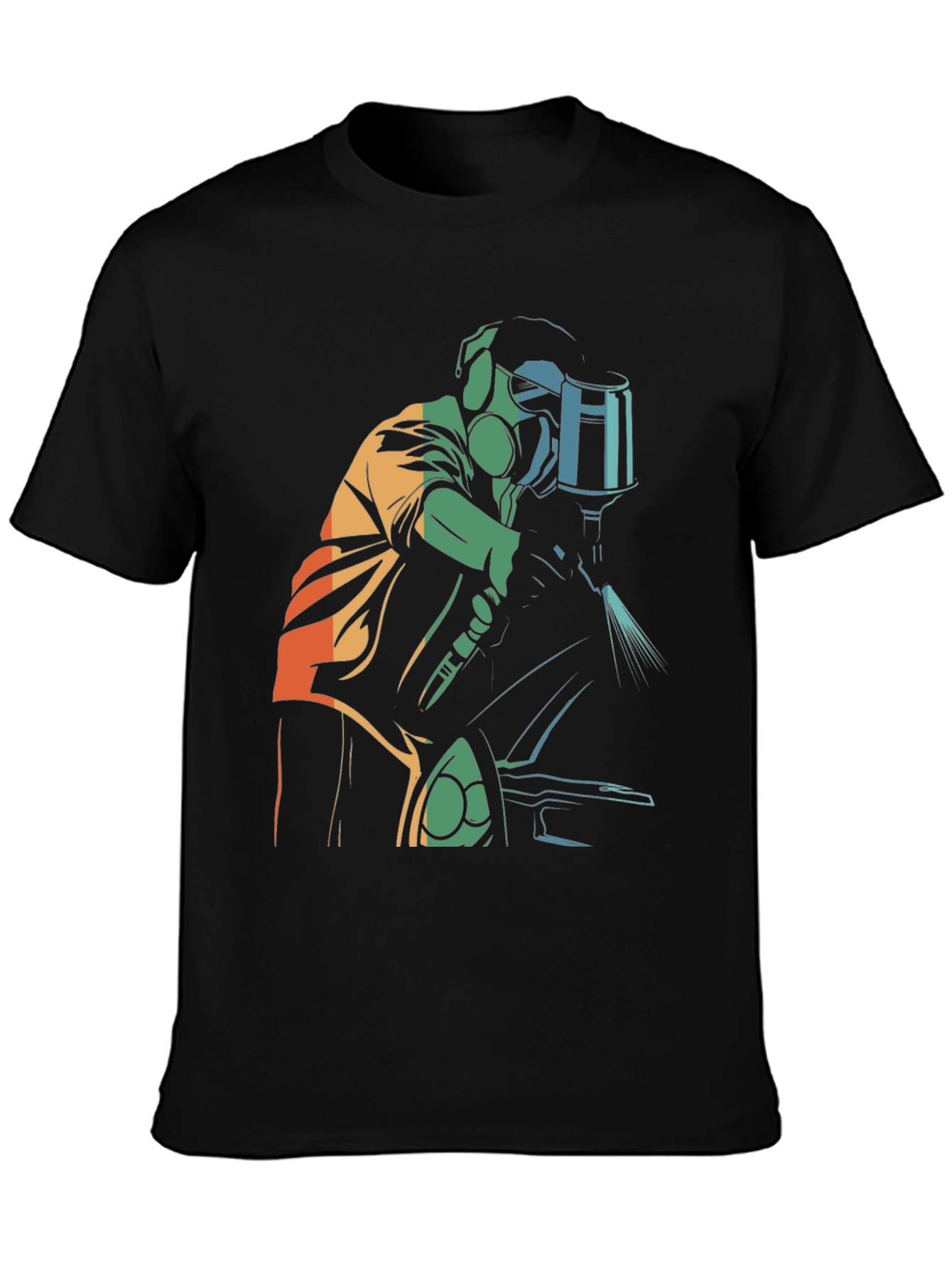 Retro Style Painter Graphic Tee - Black