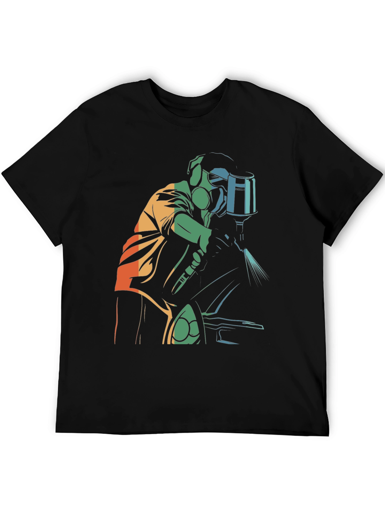 Retro Style Painter Graphic Tee - Black