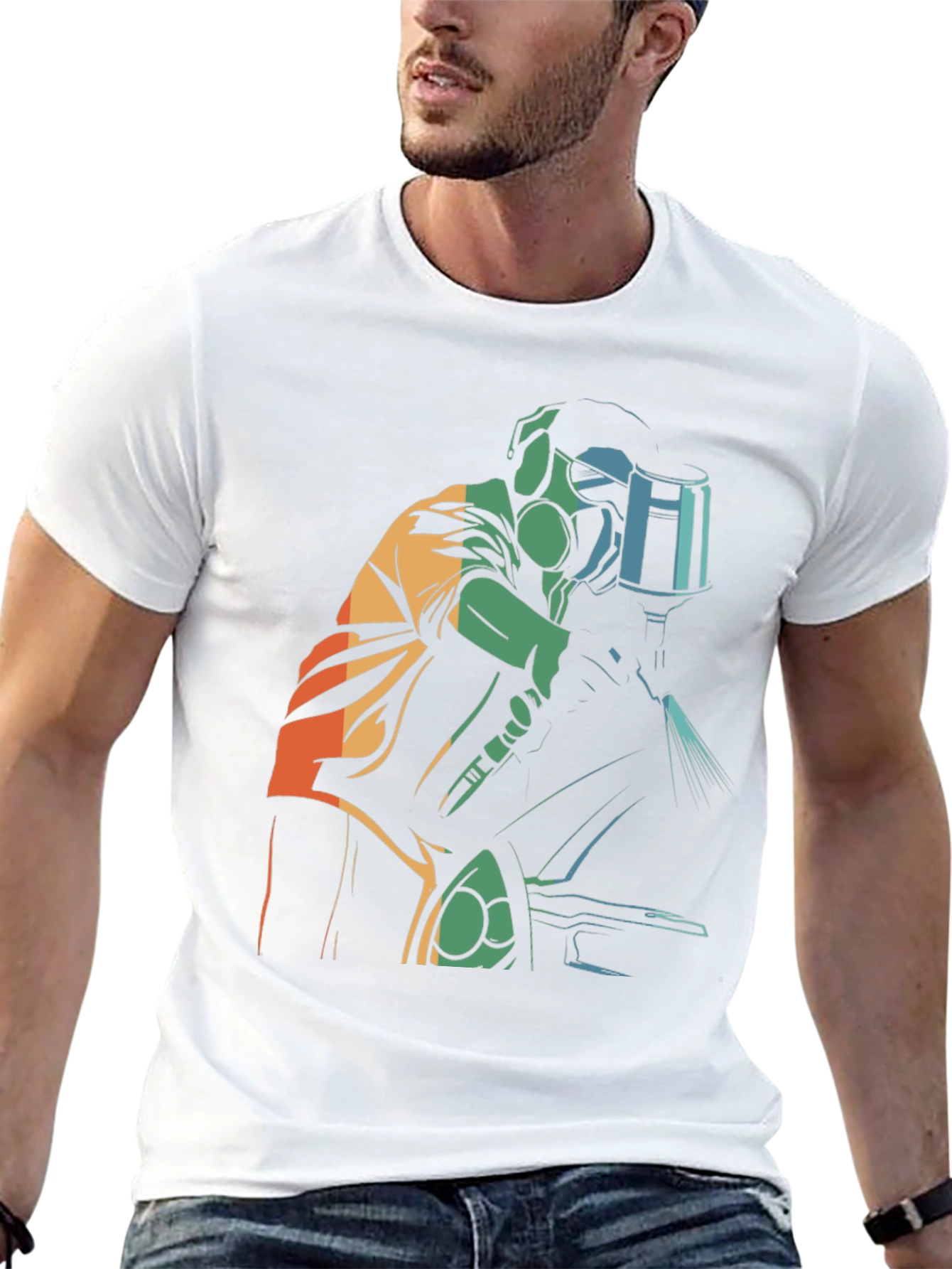 Retro Style Painter Graphic Tee - Black