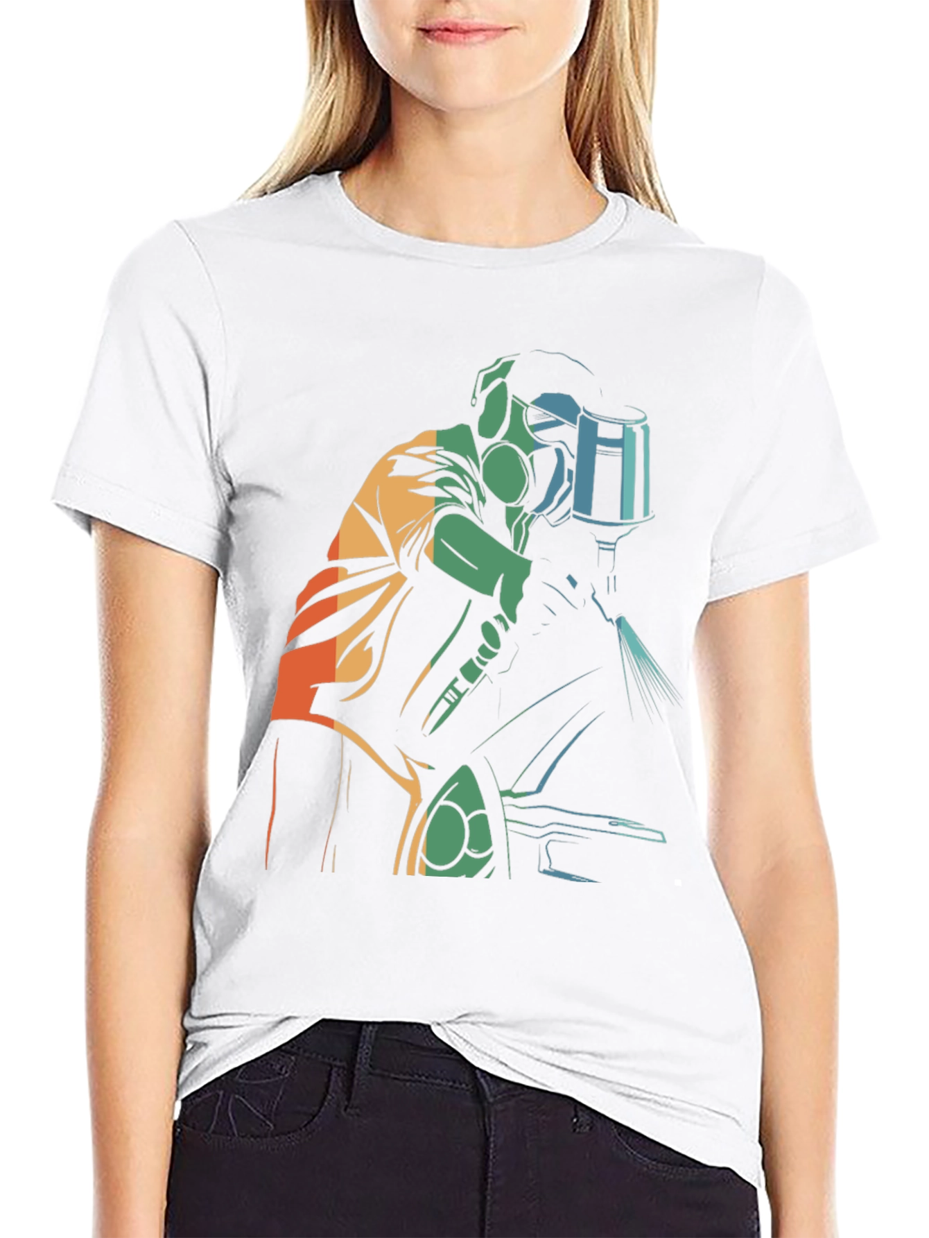 Retro Style Painter Graphic Tee - Black