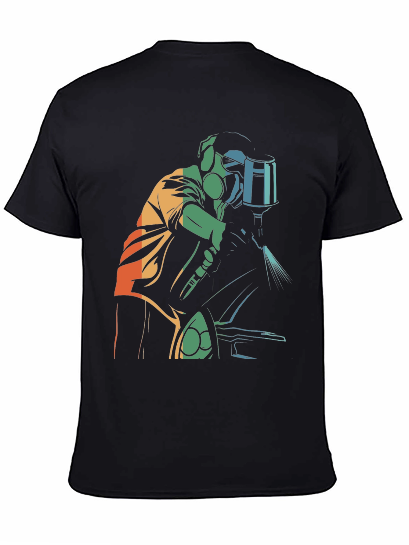 Retro Style Painter Graphic Tee - Black