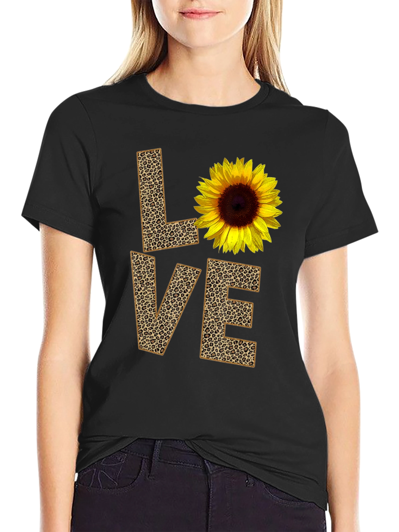 Sunflower Leopard Print LOVE Graphic Tee