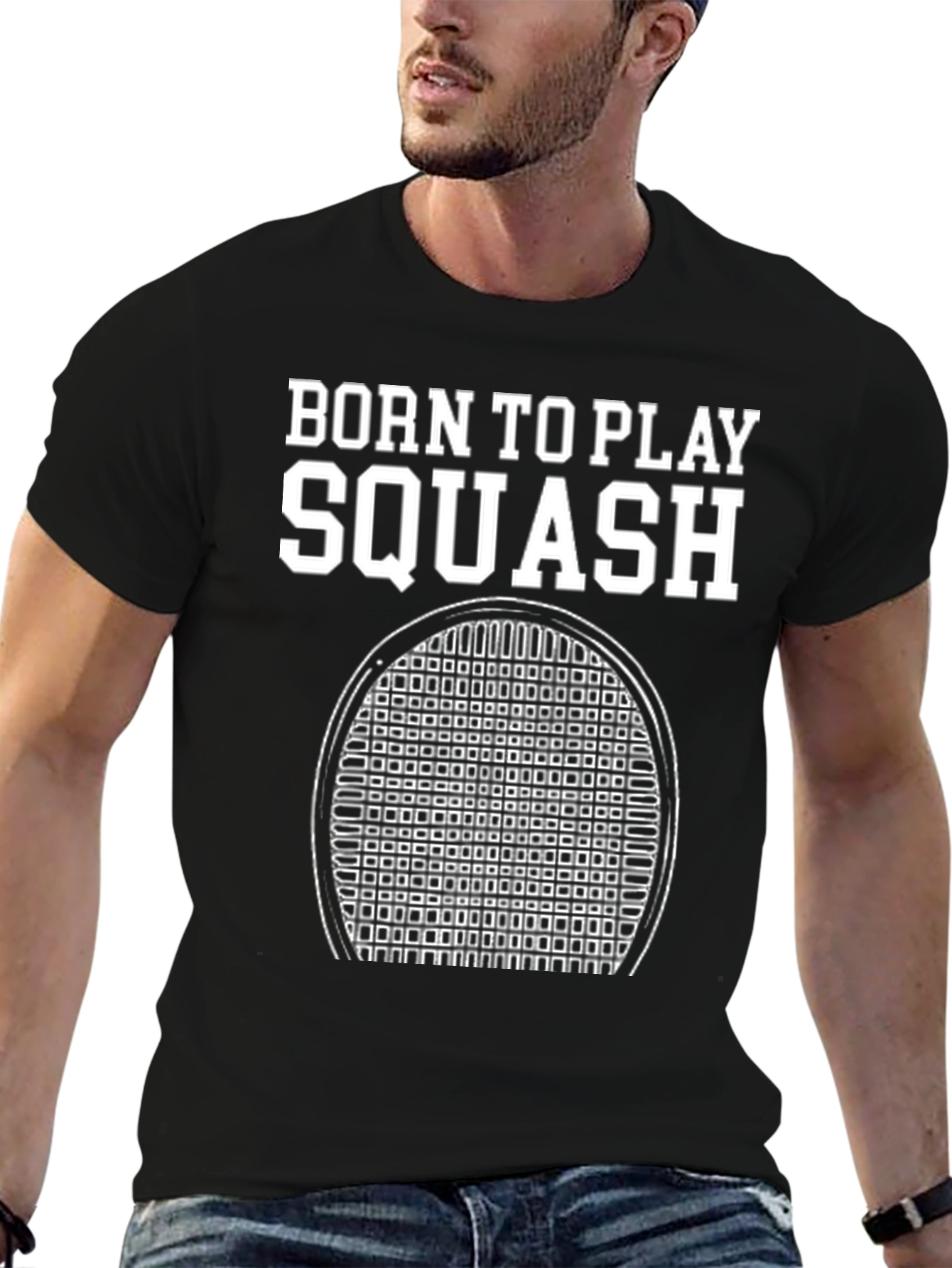 Born To Play Squash Black T-Shirt