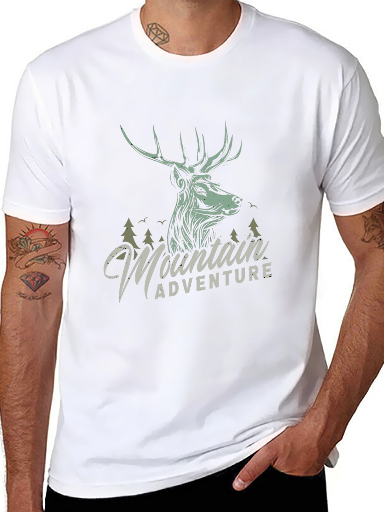 Mountain Adventure Deer Graphic T-Shirt