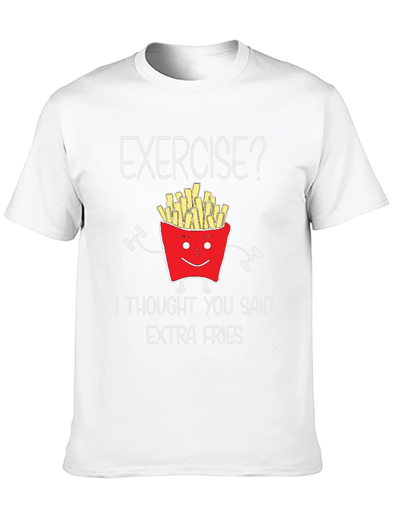 Funny Exercise Extra Fries Graphic T-Shirt