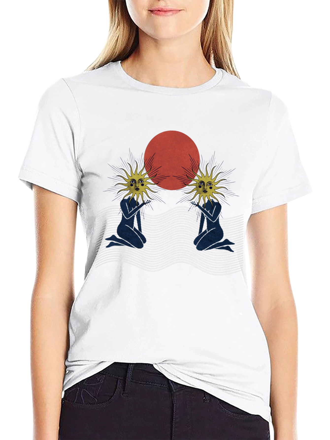 Mystic Sun Graphic Tee - Black Cotton Comfort