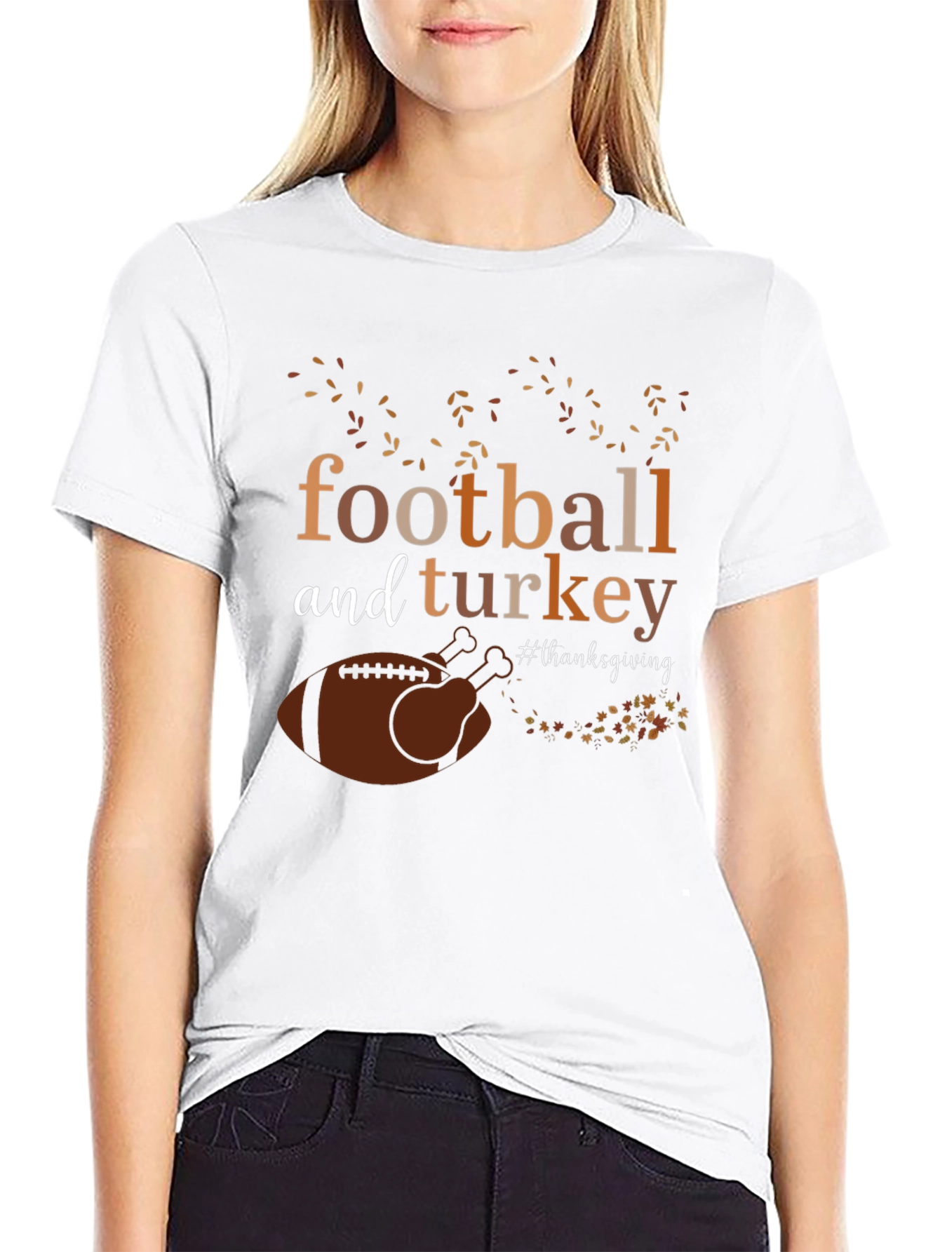 Thanksgiving Football and Turkey Graphic Tee