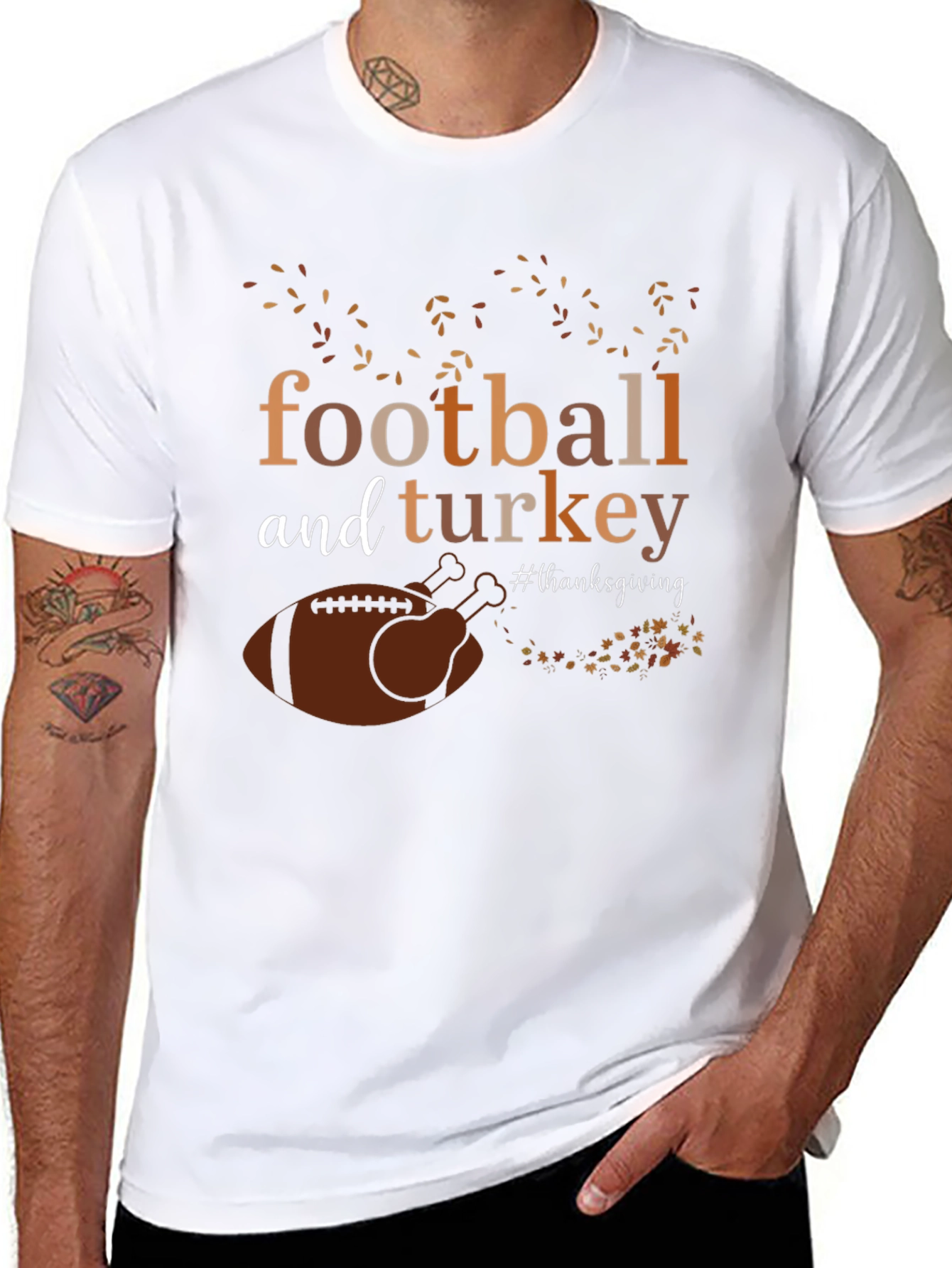 Thanksgiving Football and Turkey Graphic Tee