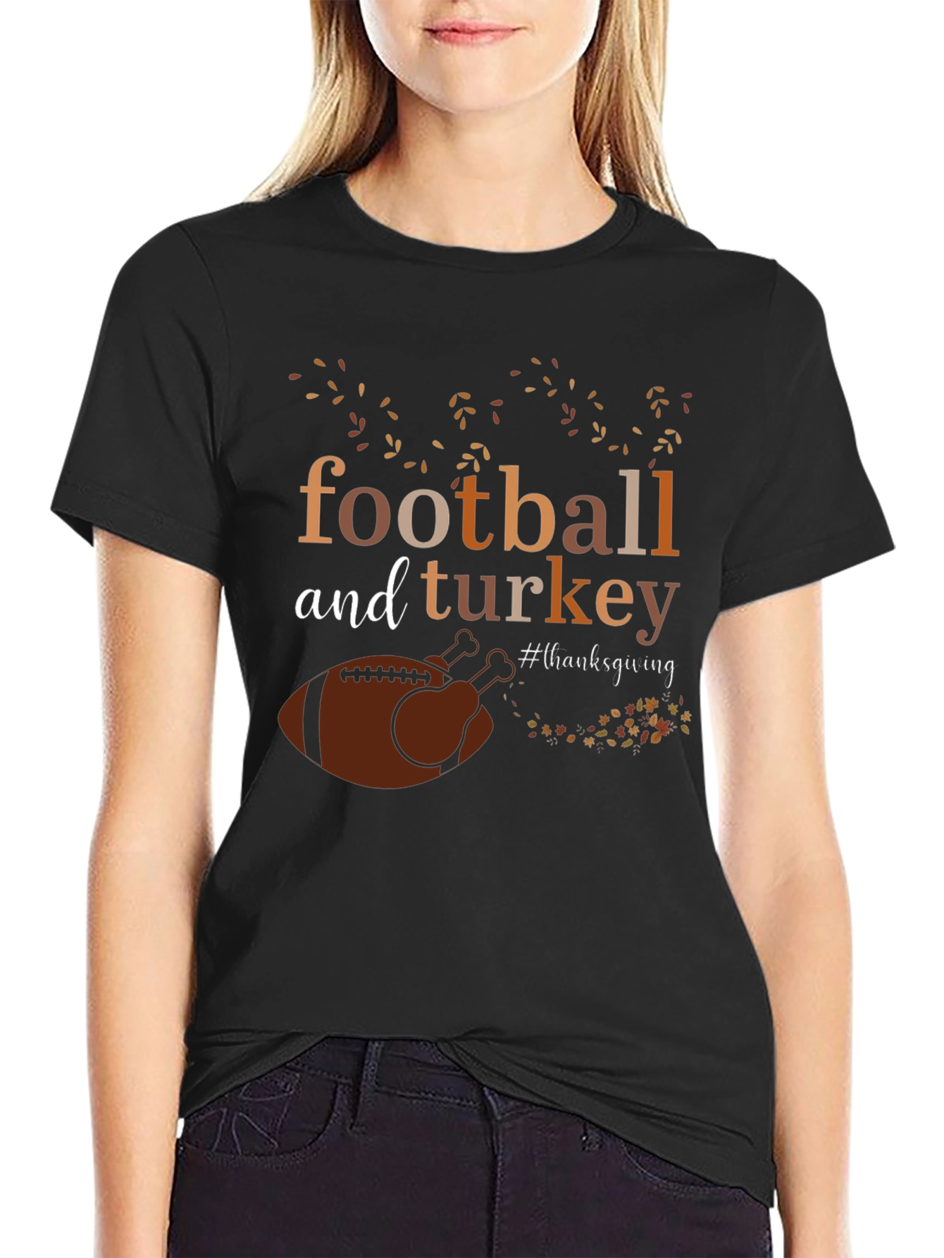 Thanksgiving Football and Turkey Graphic Tee