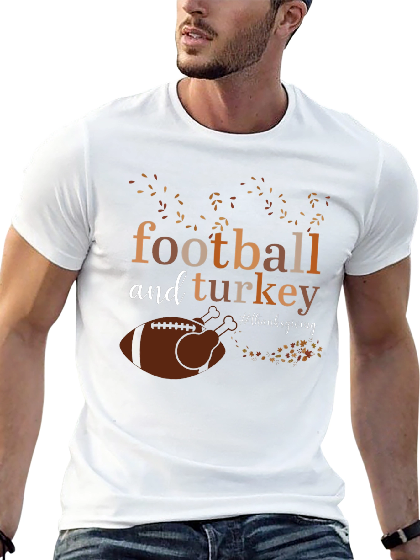 Thanksgiving Football and Turkey Graphic Tee