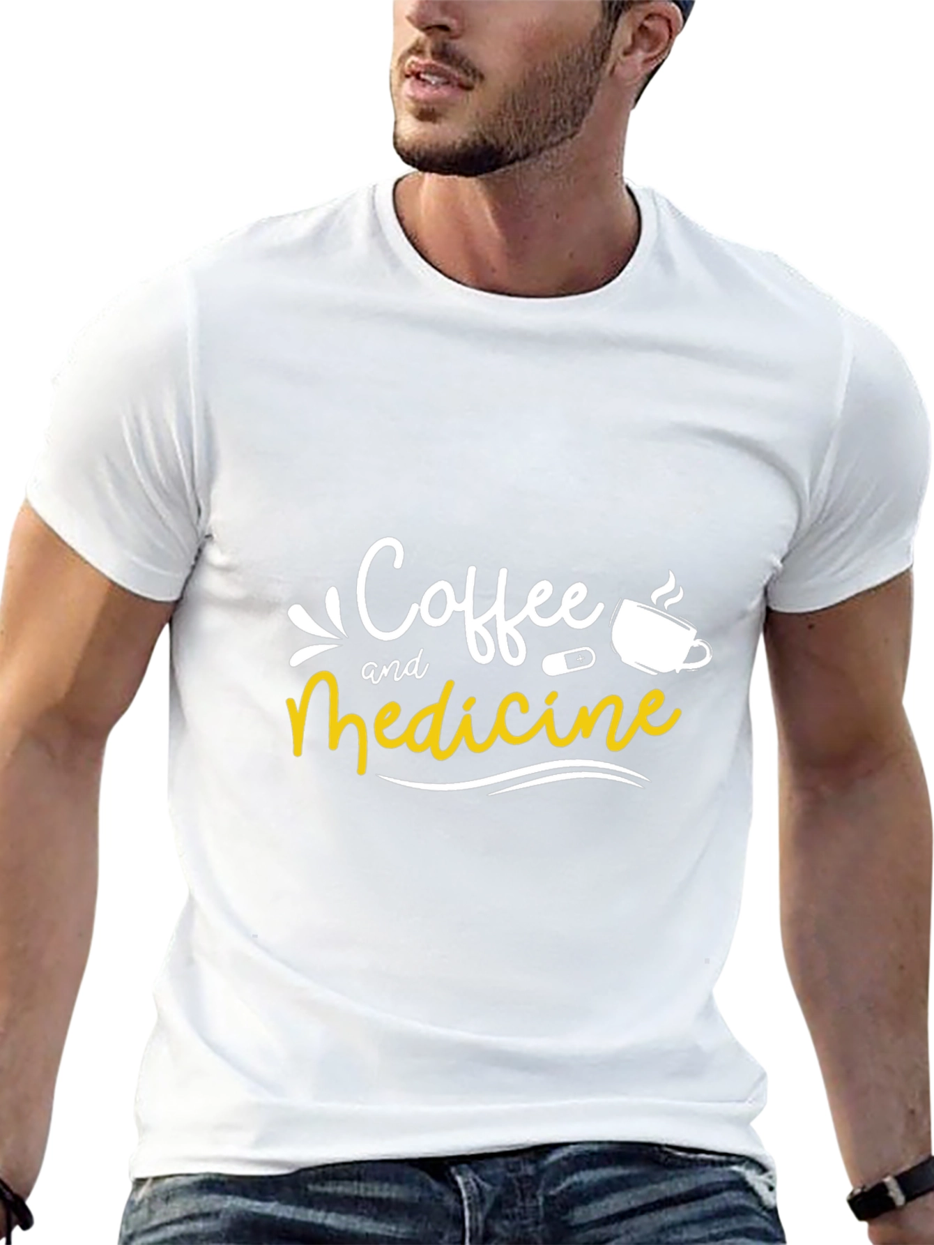 Coffee and Medicine Graphic Tee - Black Unisex T-Shirt