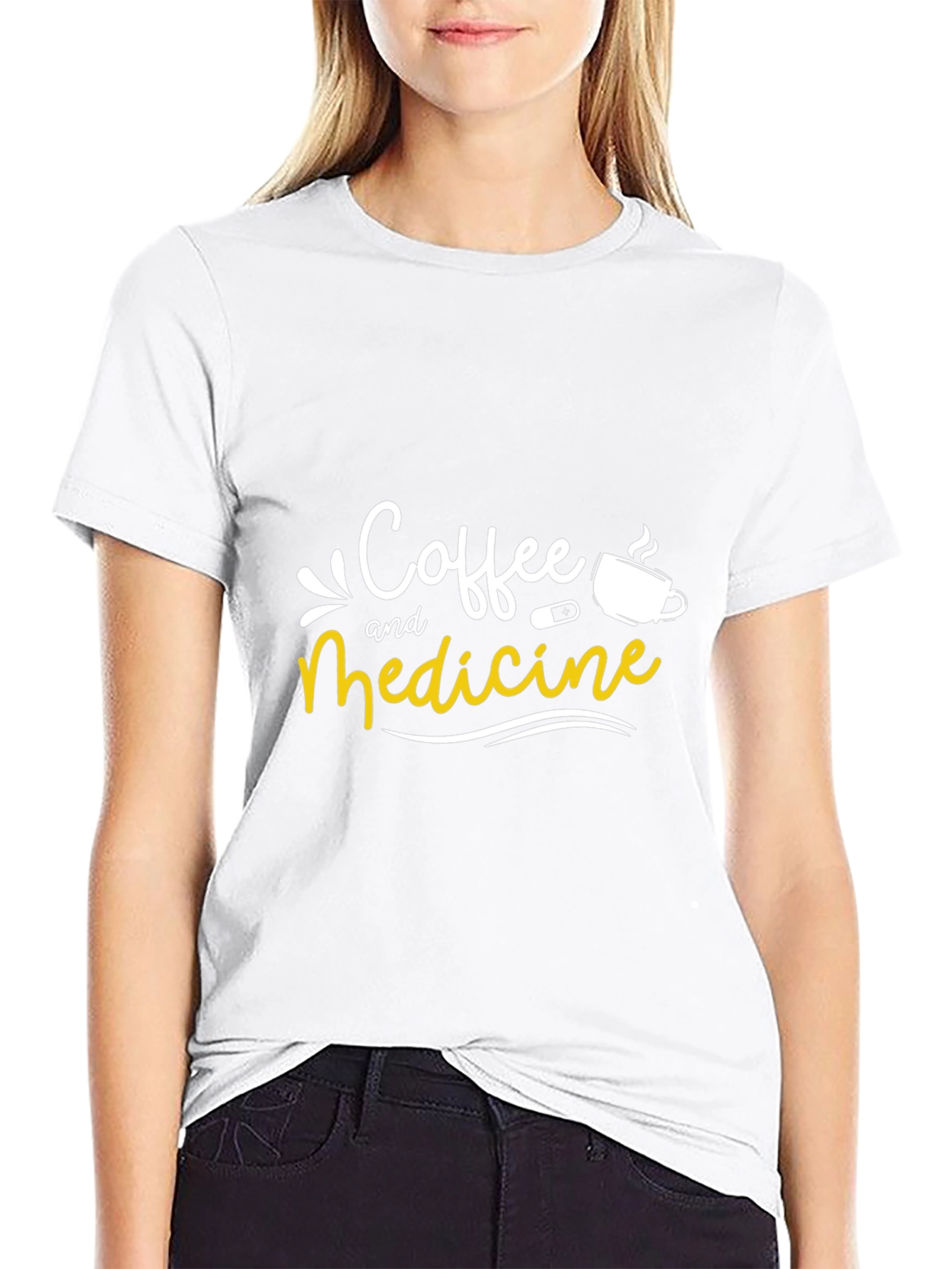 Coffee and Medicine Graphic Tee - Black Unisex T-Shirt