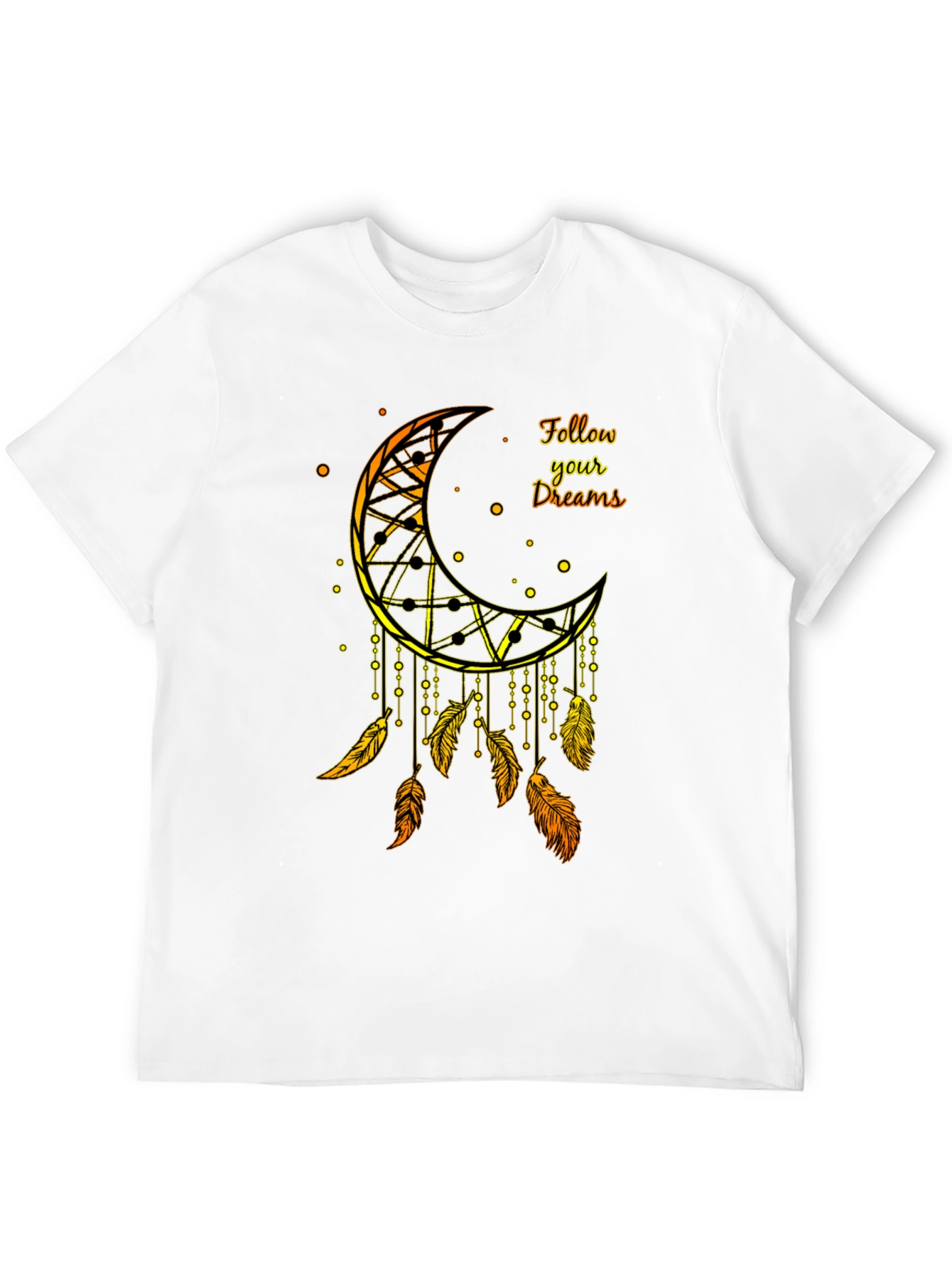 Dreamcatcher Moon Graphic Tee - Black Cotton Blend Shirt