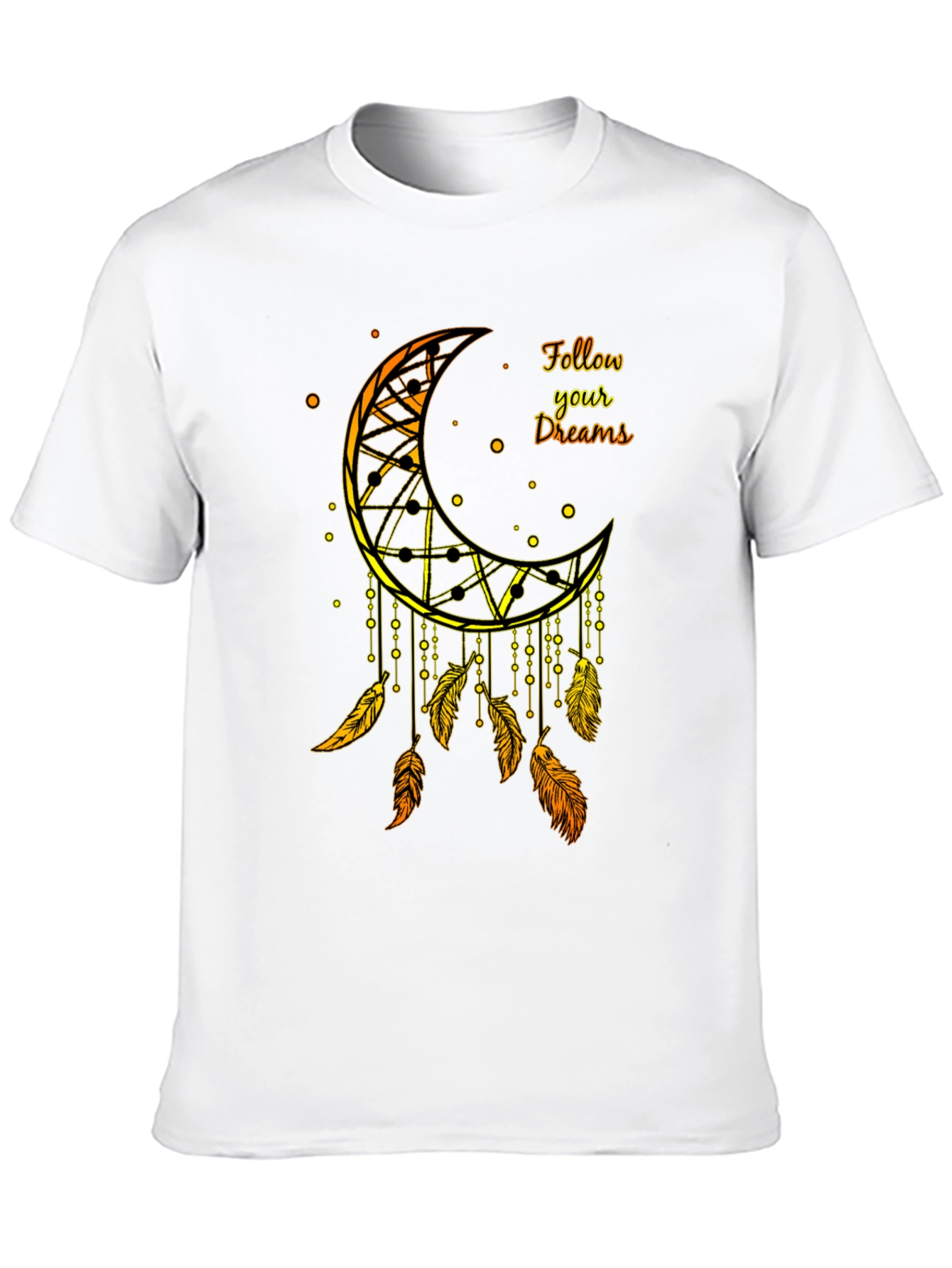 Dreamcatcher Moon Graphic Tee - Black Cotton Blend Shirt