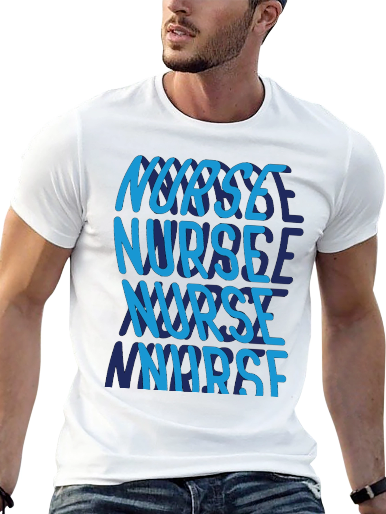 Nurse T-Shirt - Repeating Text Design