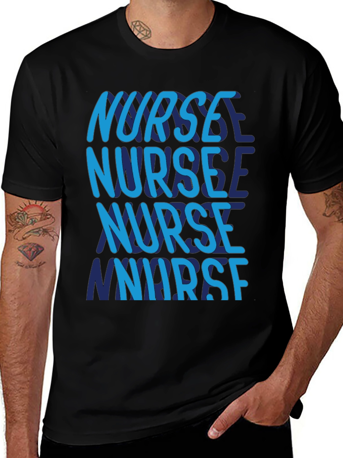 Nurse T-Shirt - Repeating Text Design