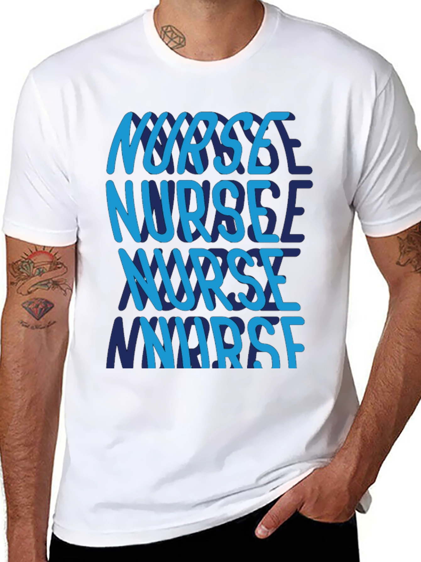 Nurse T-Shirt - Repeating Text Design