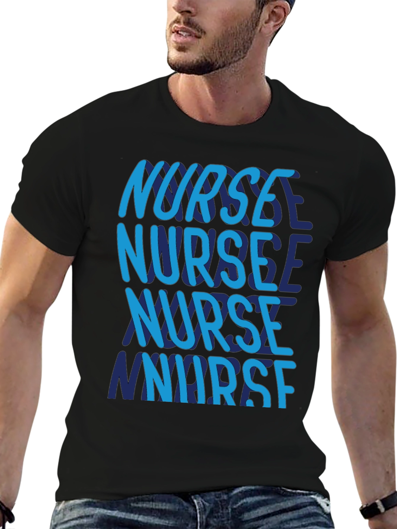 Nurse T-Shirt - Repeating Text Design